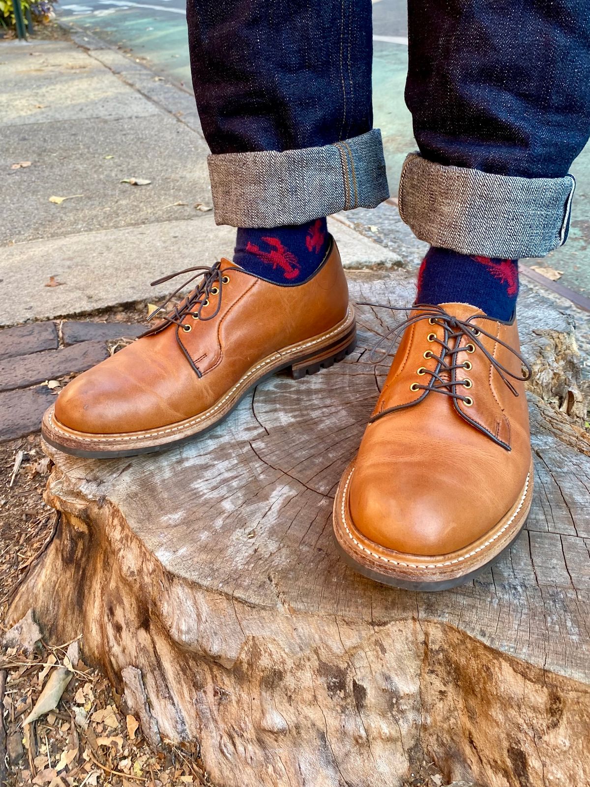 Photo by storybook.oak on December 1, 2022 of the Tricker's Robert Plain Derby Shoe in Horween Natural Dublin.