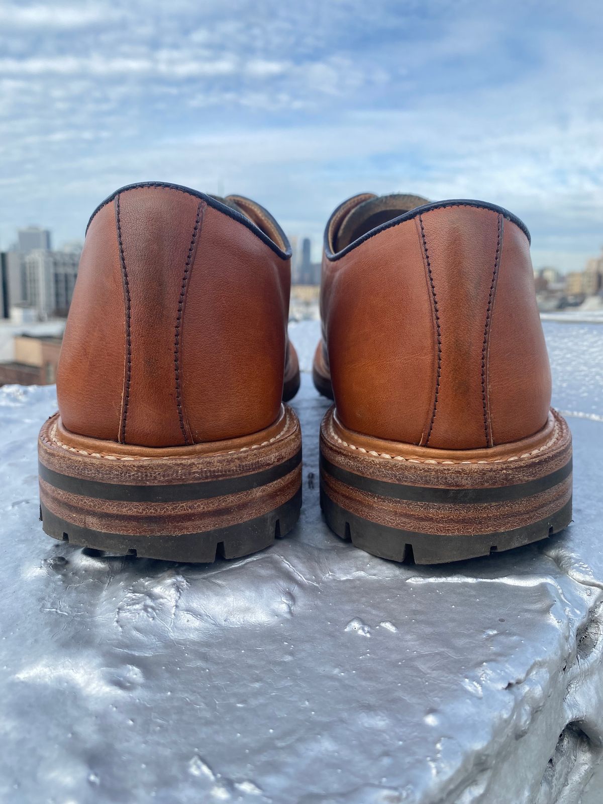 Photo by storybook.oak on January 2, 2023 of the Tricker's Robert Plain Derby Shoe in Horween Natural Dublin.