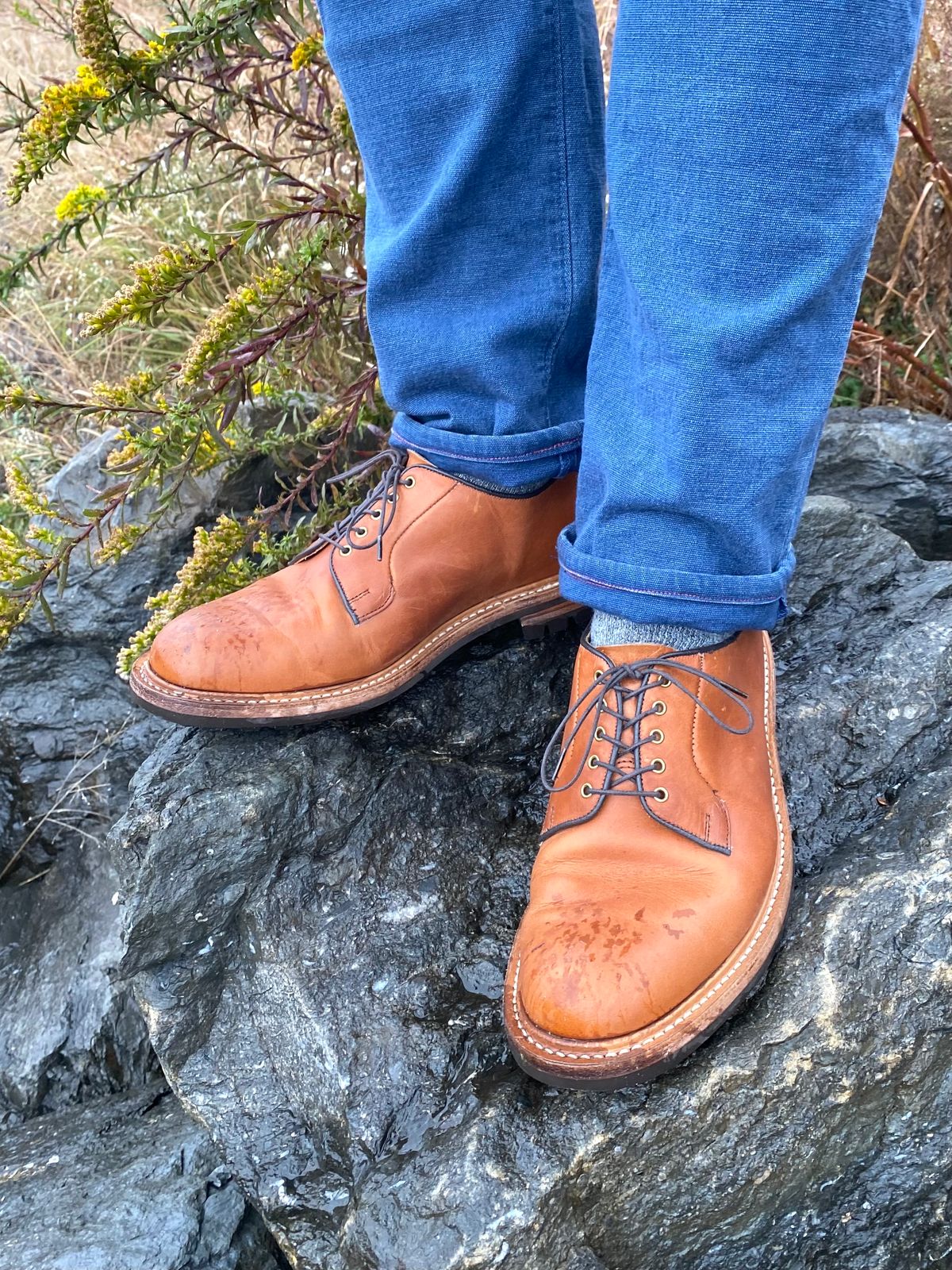 Photo by storybook.oak on January 2, 2023 of the Tricker's Robert Plain Derby Shoe in Horween Natural Dublin.