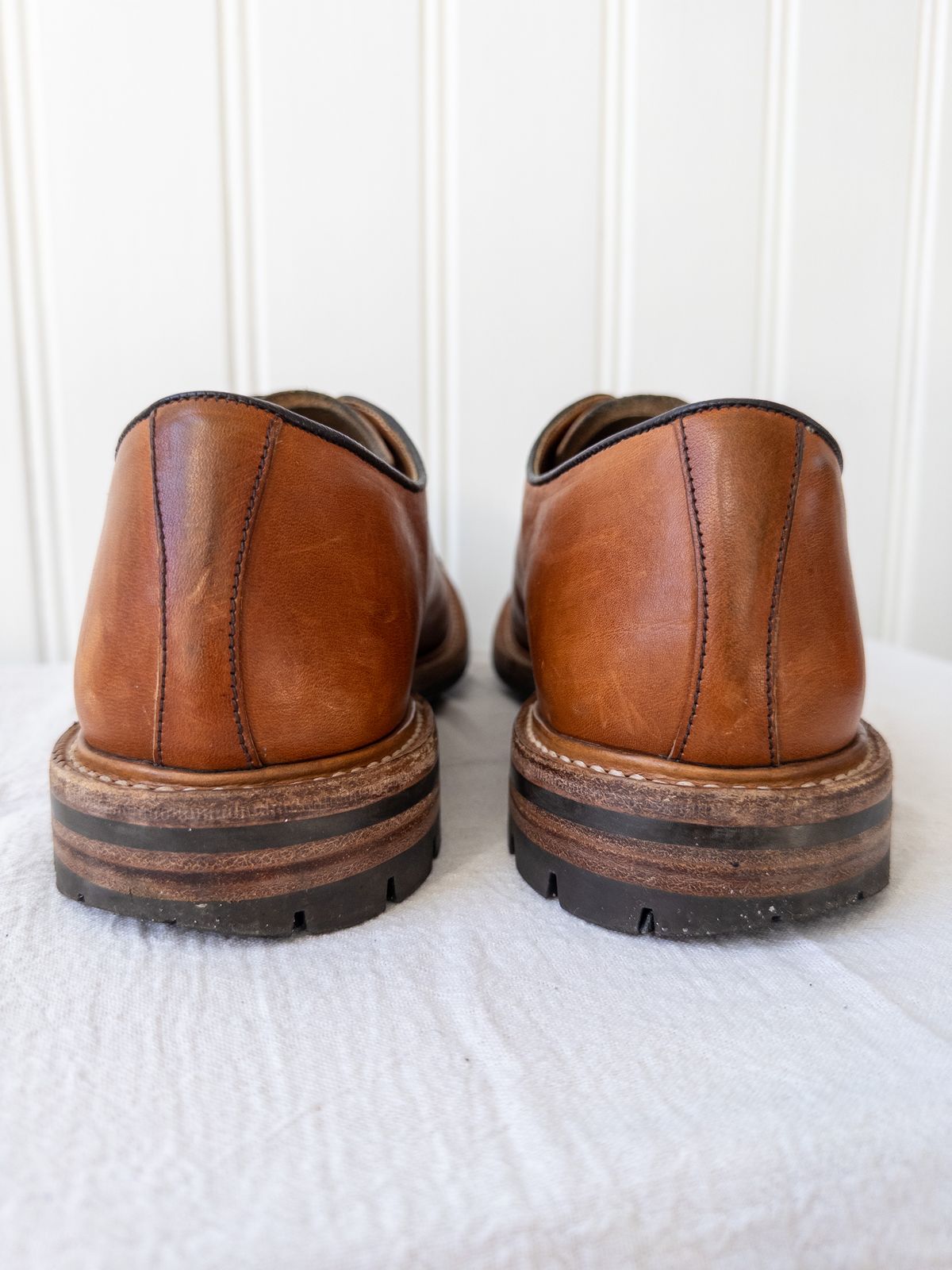 Photo by storybook.oak on March 1, 2023 of the Tricker's Robert Plain Derby Shoe in Horween Natural Dublin.