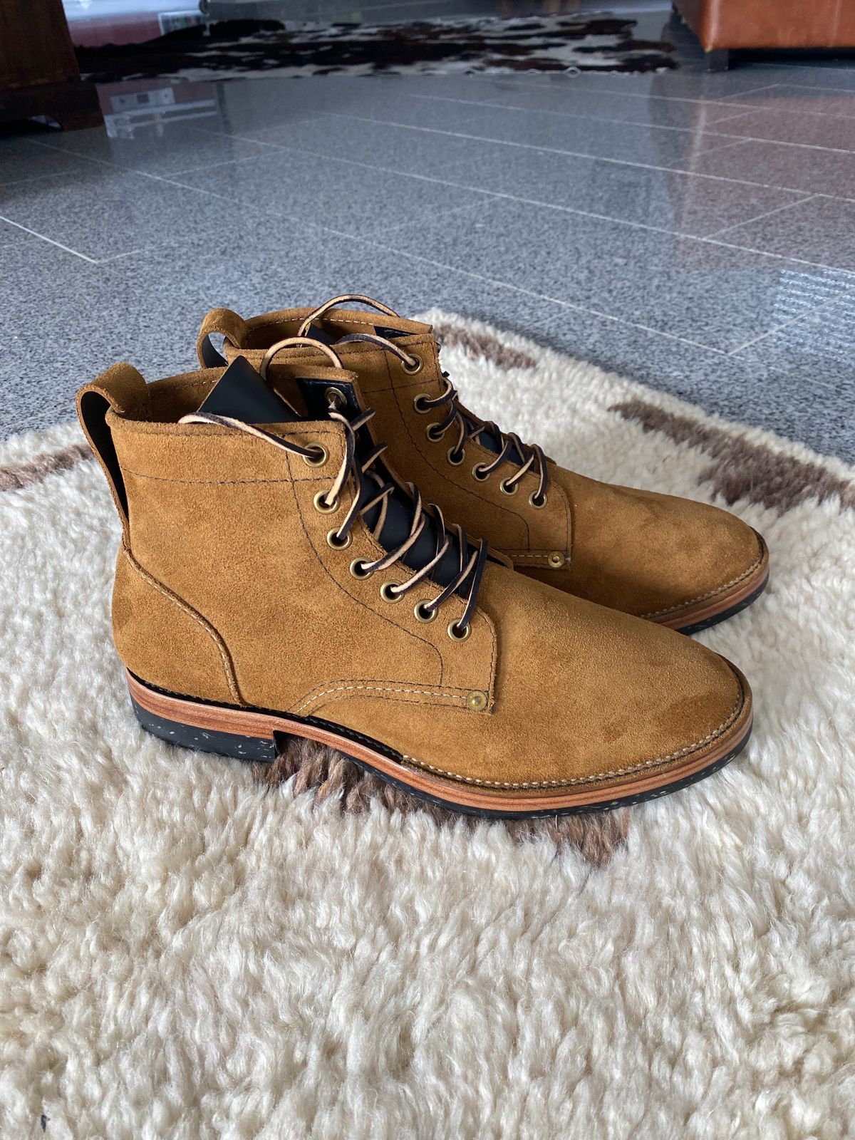 Photo by funkysolemedina on October 8, 2023 of the Santalum x PTC The Klondike Service Boot in S.B. Foot Black Klondike.