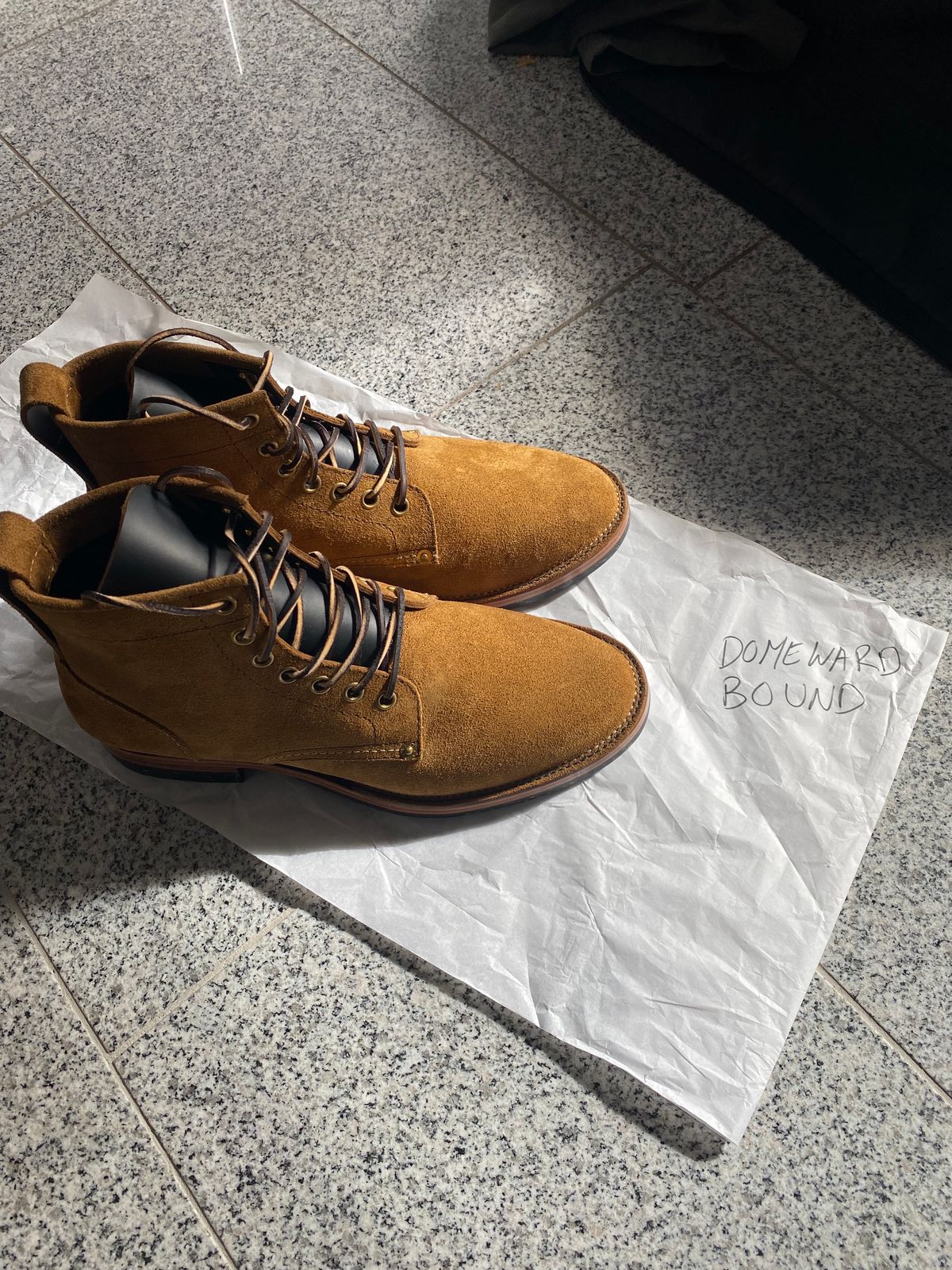 Photo by funkysolemedina on October 8, 2023 of the Santalum x PTC The Klondike Service Boot in S.B. Foot Black Klondike.