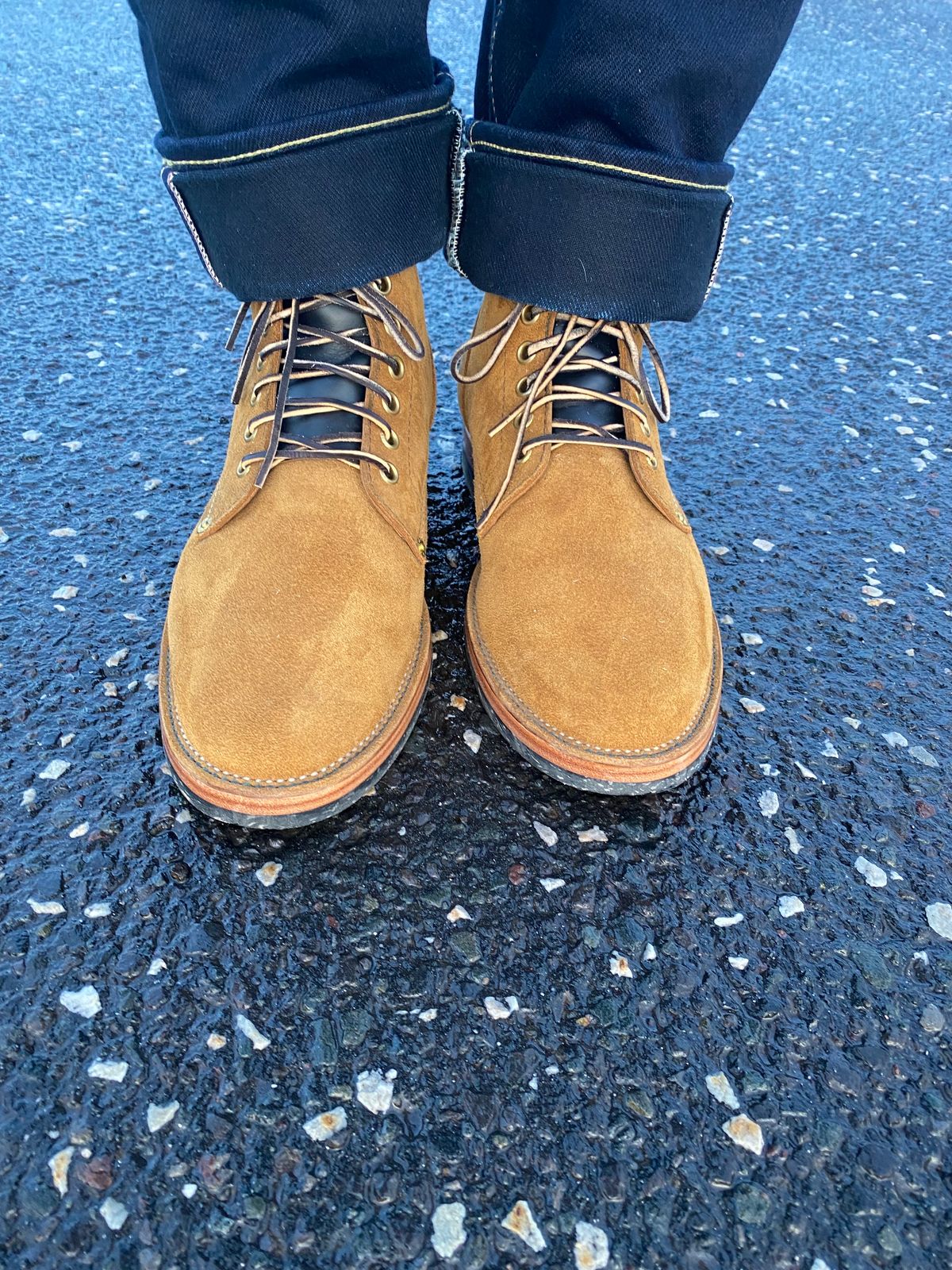 Photo by funkysolemedina on October 19, 2023 of the Santalum x PTC The Klondike Service Boot in S.B. Foot Black Klondike.