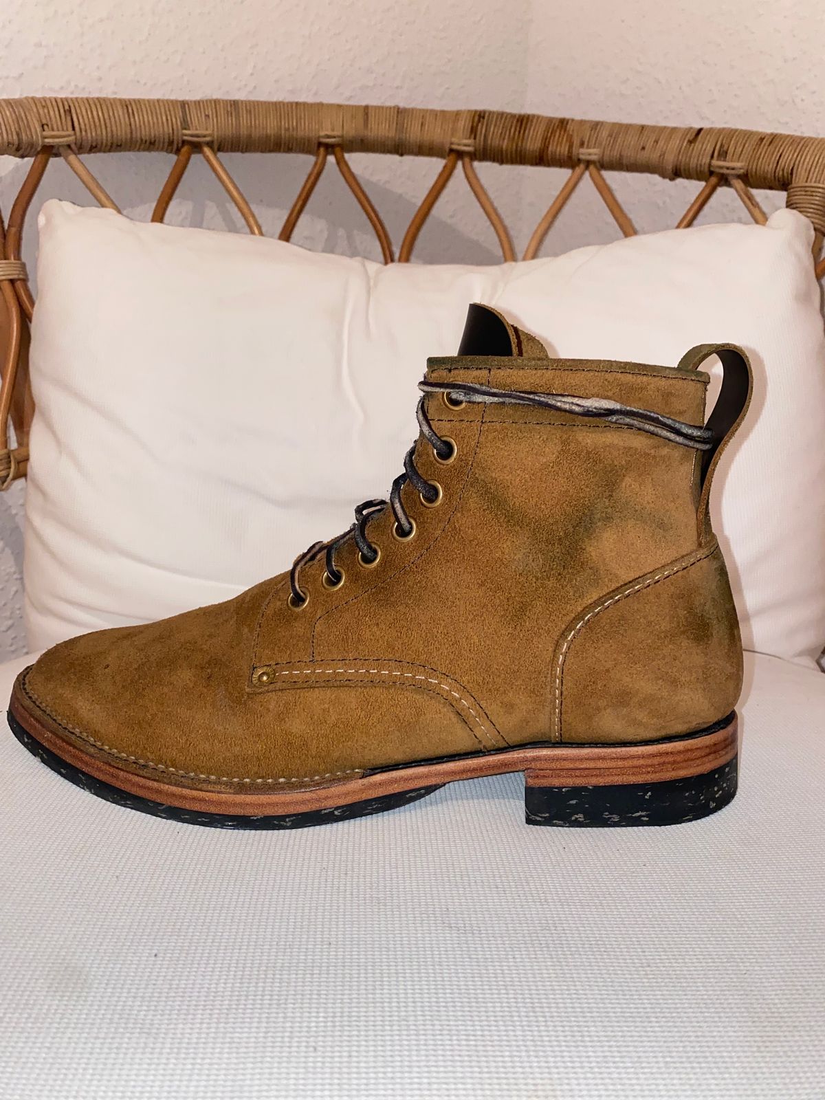 Photo by funkysolemedina on November 6, 2023 of the Santalum x PTC The Klondike Service Boot in S.B. Foot Black Klondike.