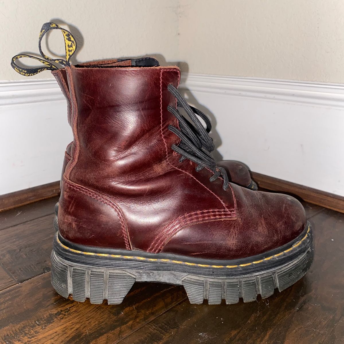 Photo by sangkirsten on March 5, 2023 of the Dr. Martens Unlisted Model in Unlisted Leather.
