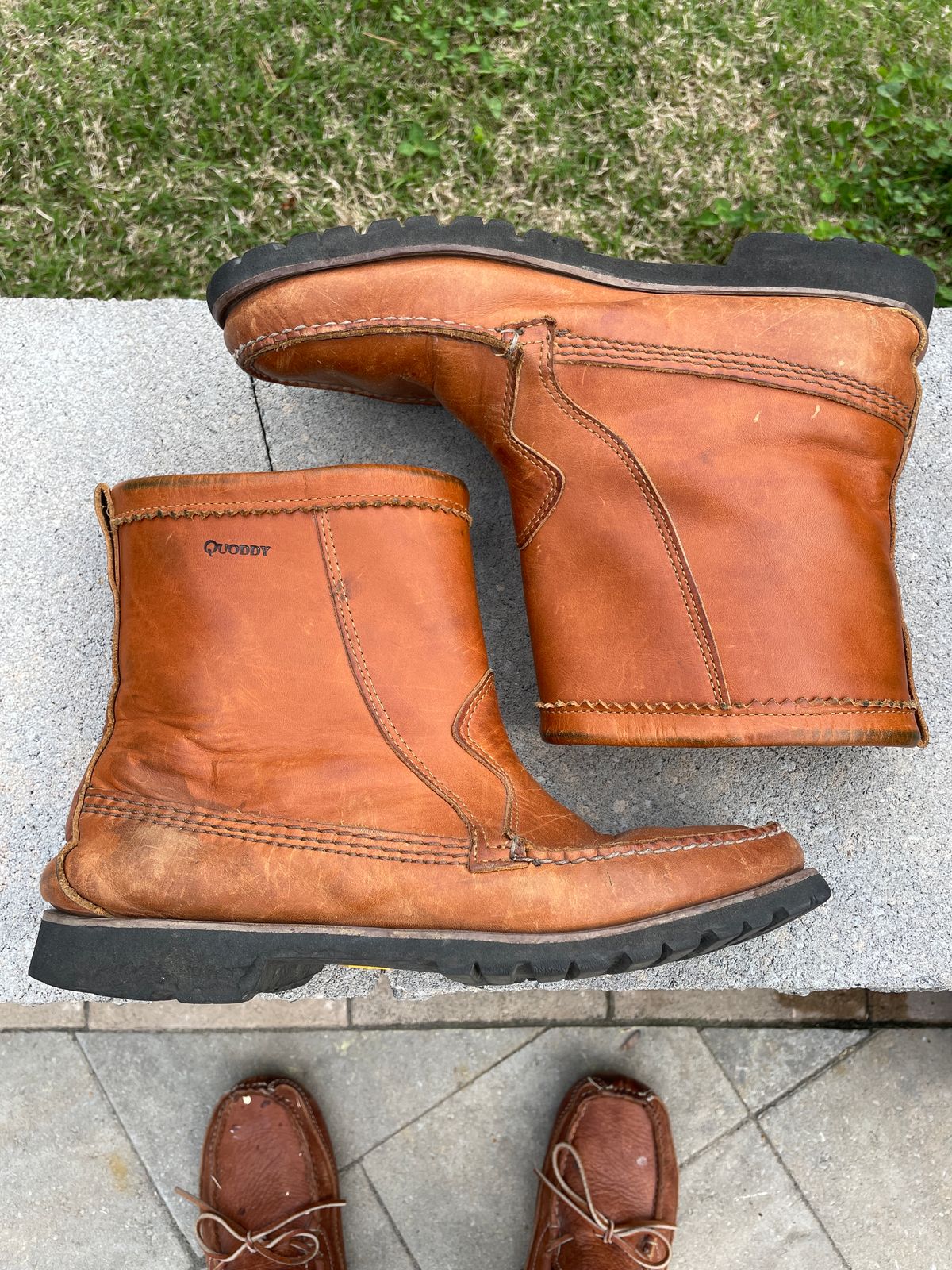 Photo by greenhead on April 2, 2024 of the Quoddy Pull On Boot in Horween Whiskey Cavalier.
