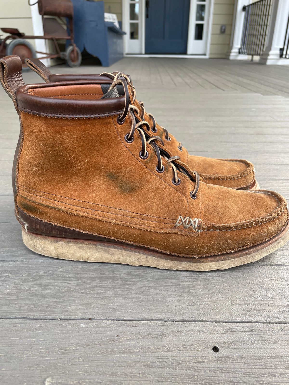 Photo by greenhead on March 1, 2023 of the Yuketen Maine Guide 6 Eye DB Boots in Horween Brown Chromexcel.
