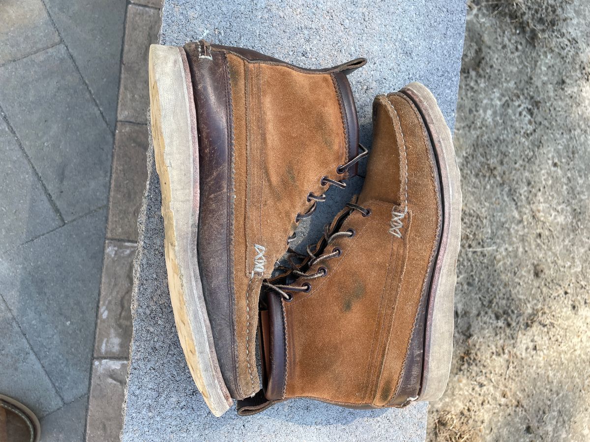 Photo by greenhead on April 4, 2023 of the Yuketen Maine Guide 6 Eye DB Boots in Horween Brown Chromexcel.
