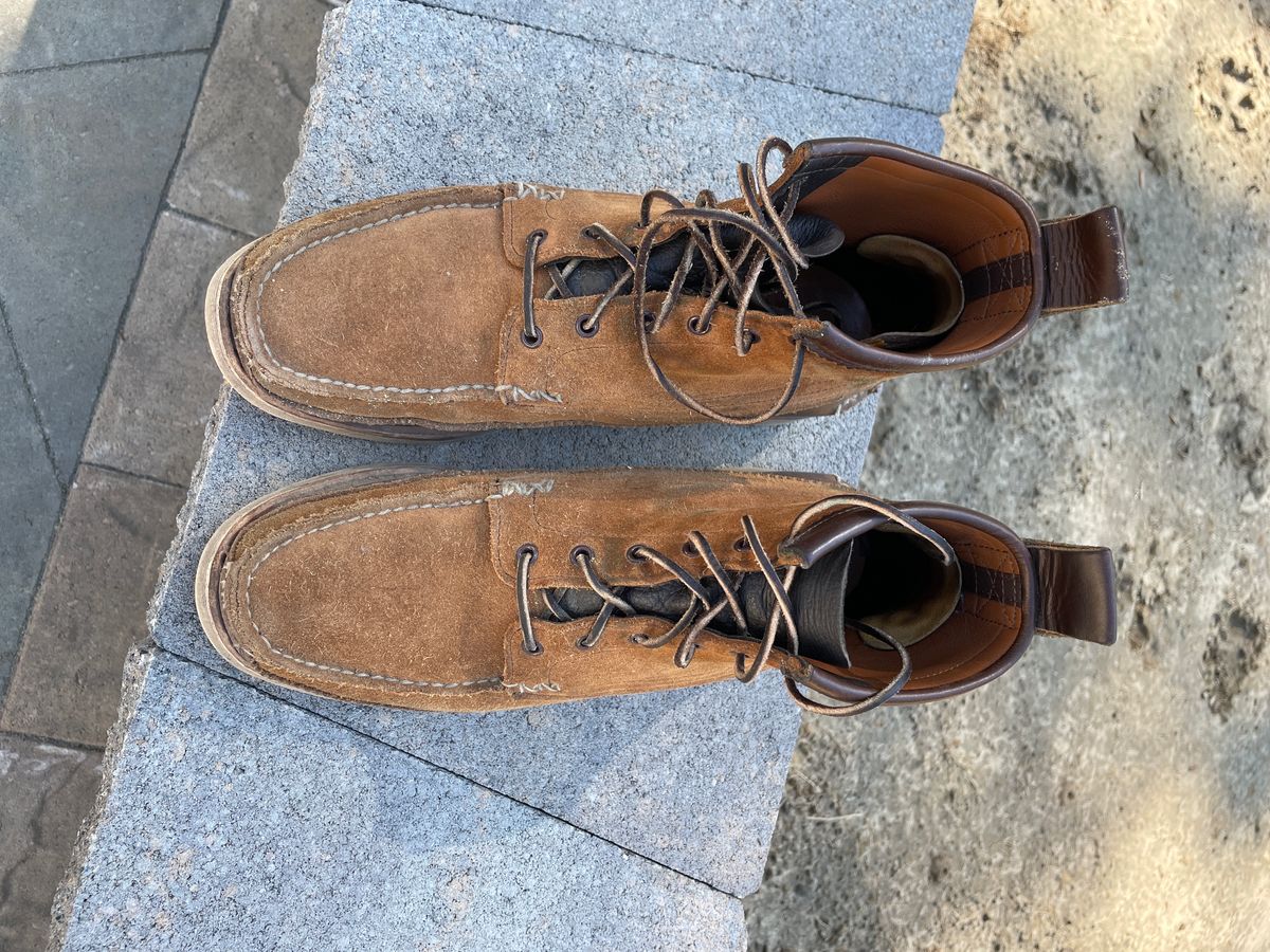 Photo by greenhead on April 4, 2023 of the Yuketen Maine Guide 6 Eye DB Boots in Horween Brown Chromexcel.