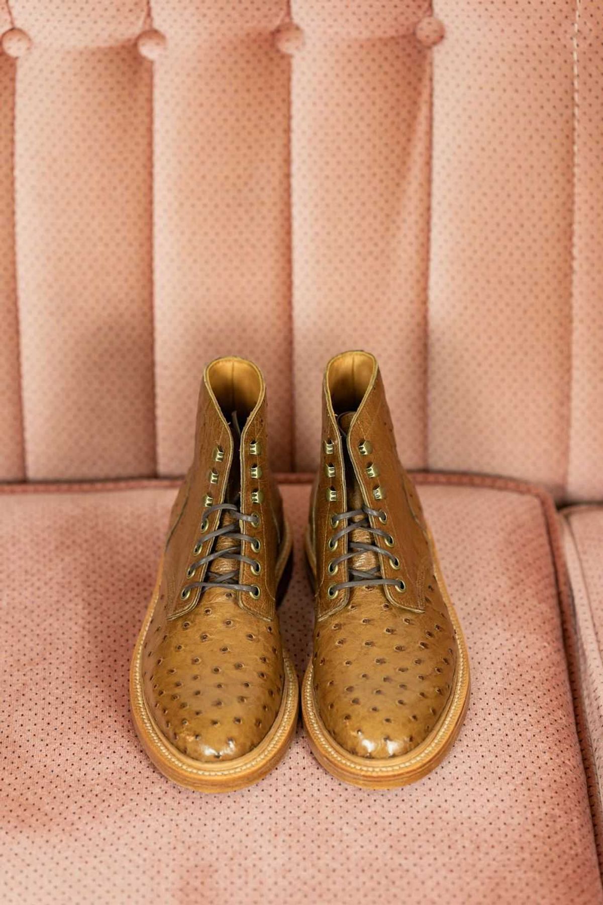 Photo by vintagefeatherr on October 2, 2023 of the Grant Stone Diesel Boot in Ranger Ostrich.