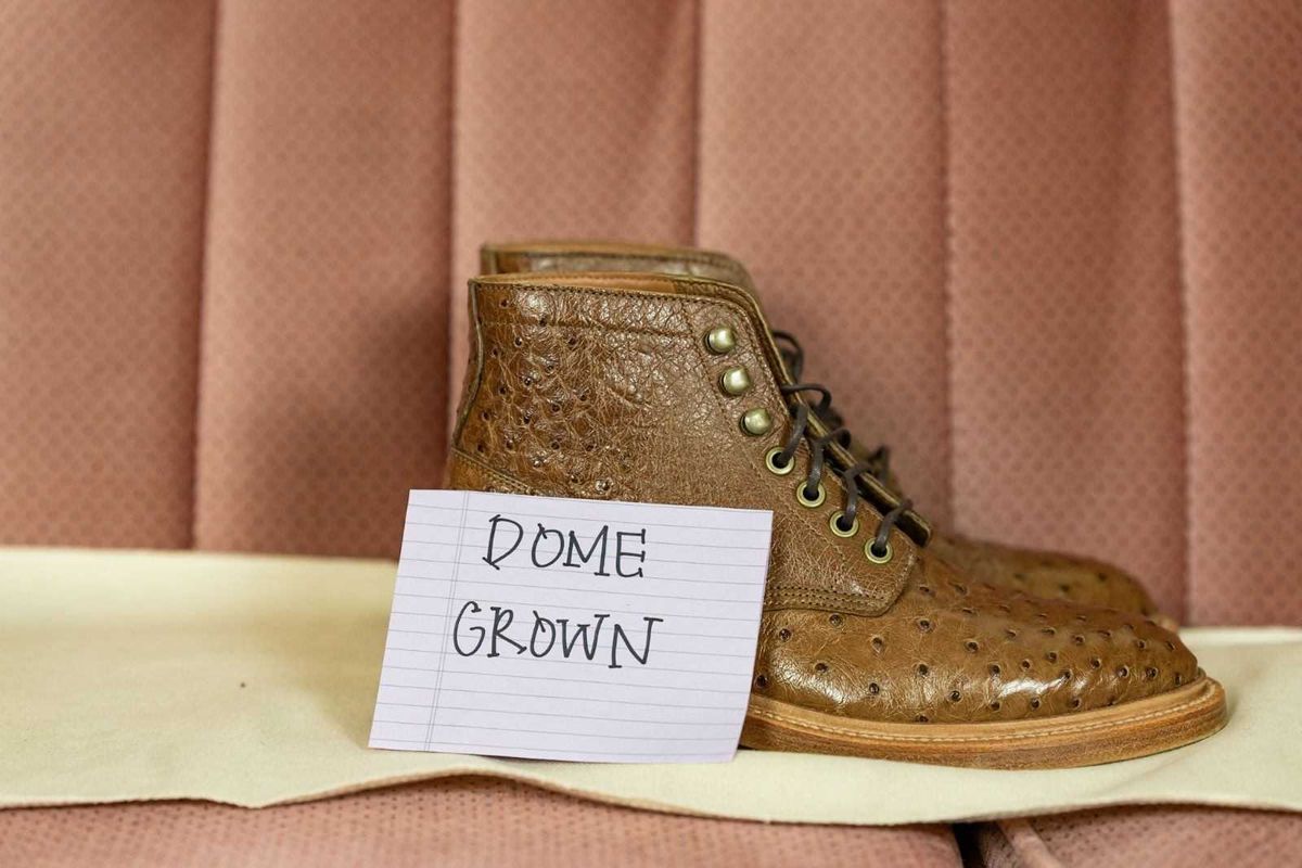 Photo by vintagefeatherr on November 5, 2023 of the Grant Stone Diesel Boot in Ranger Ostrich.