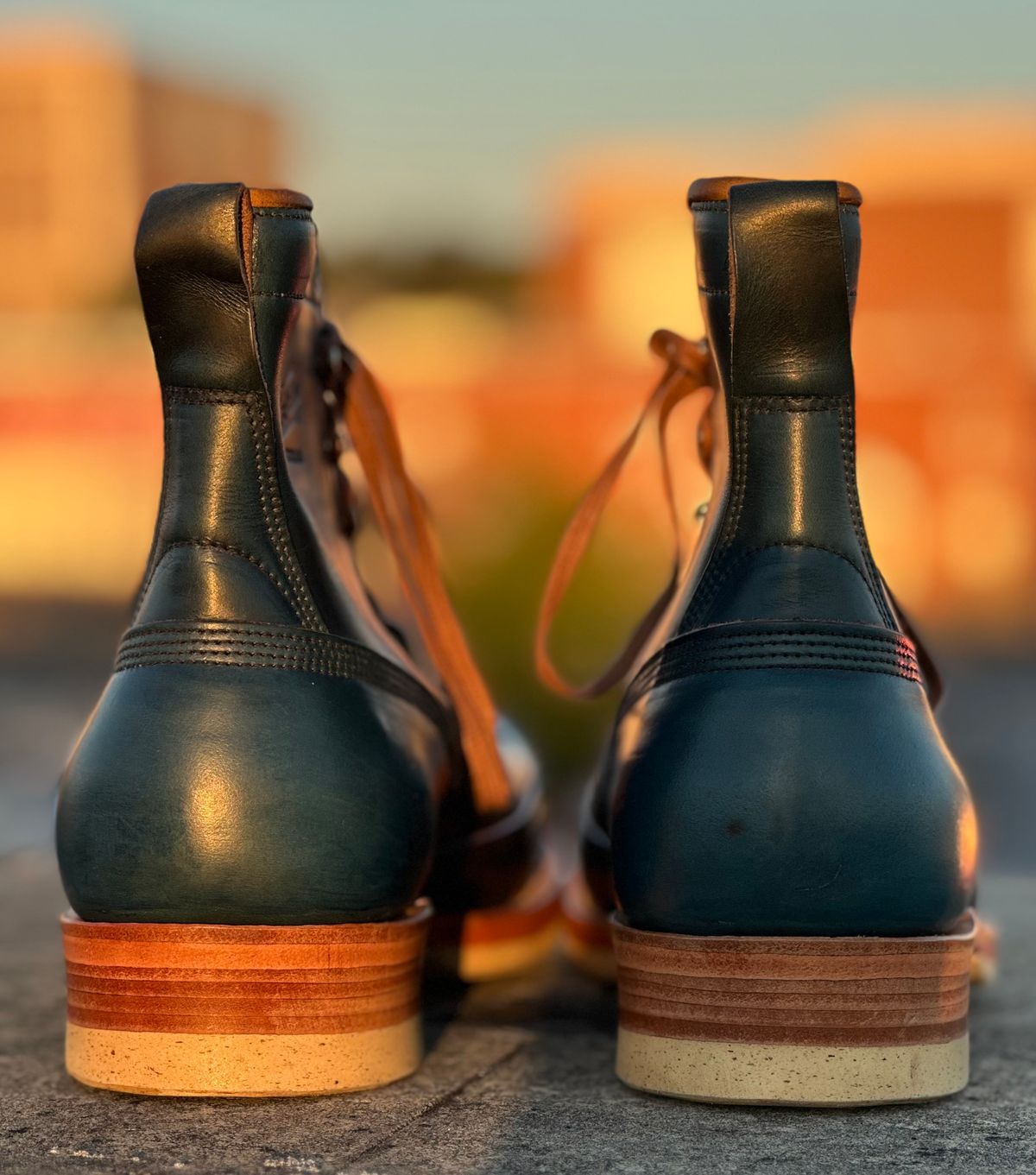 Photo by lee.goodson on October 1, 2025 of the Role Club Lace to Toe in Horween Navy Chromexcel.
