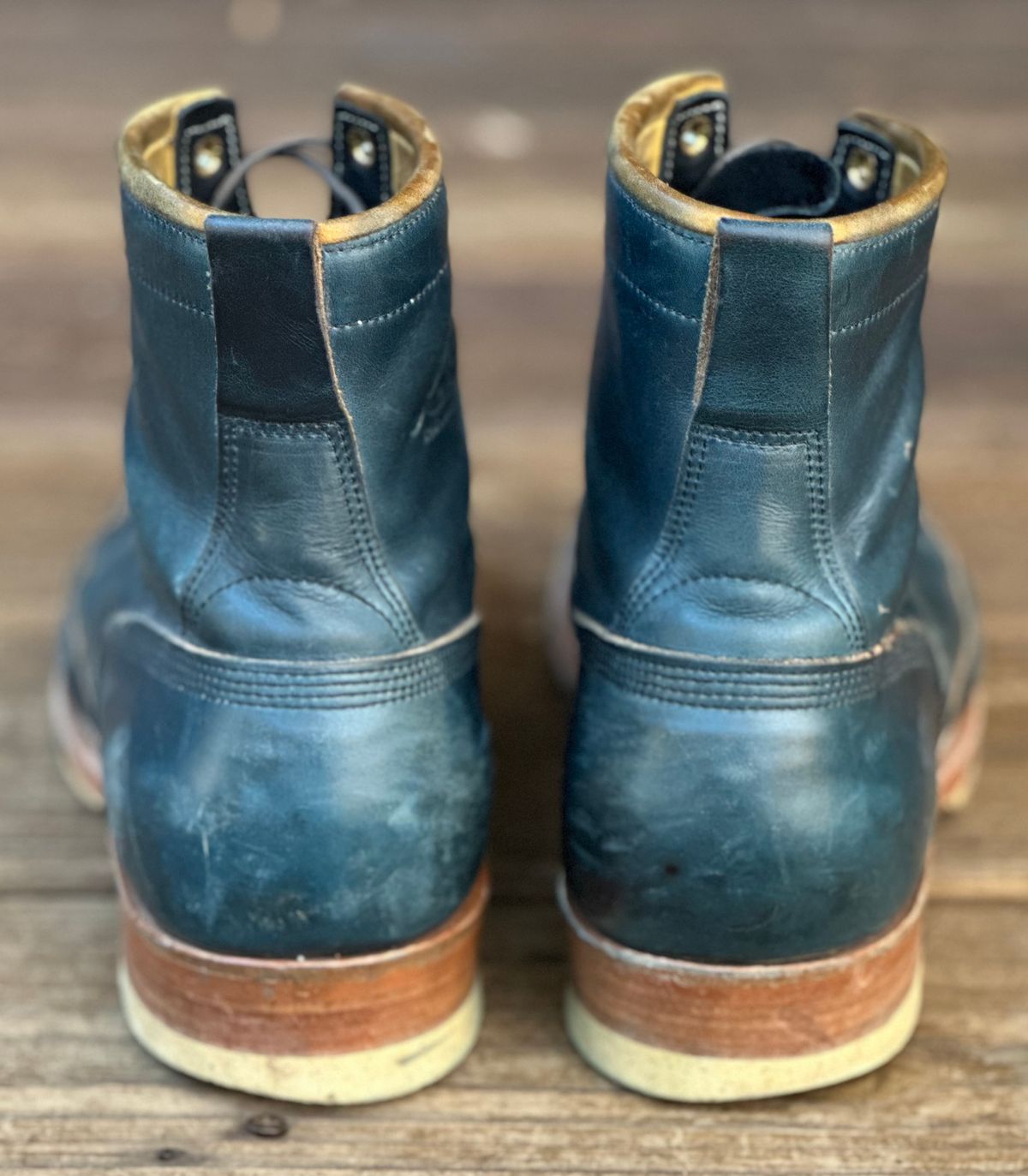 Photo by lee.goodson on January 1, 2026 of the Role Club Lace to Toe in Horween Navy Chromexcel.