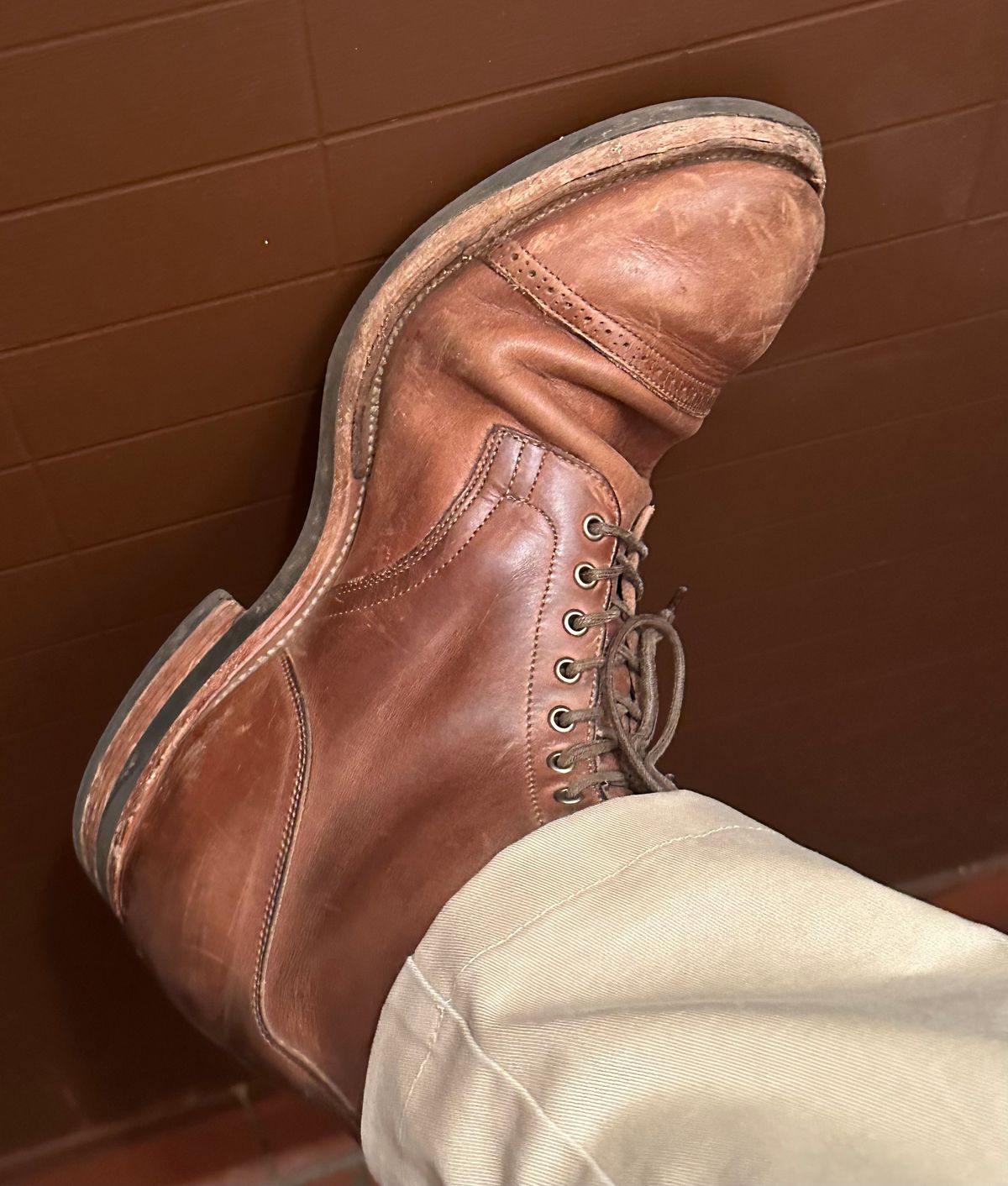 Photo by lee.goodson on March 2, 2024 of the Viberg Service Boot in Horween Natural Chromexcel.
