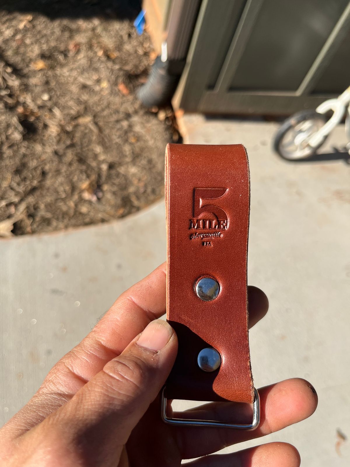 Photo by JSeppala on November 3, 2025 of the 5 Mile Mercantile Journeyman Measuring Tape Holder in USA veg Tanned Leather.