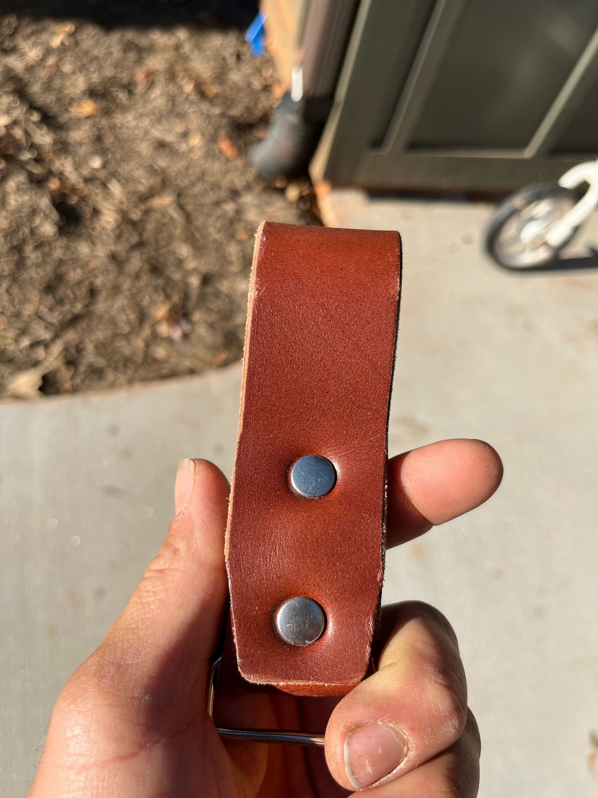 Photo by JSeppala on November 3, 2025 of the 5 Mile Mercantile Journeyman Measuring Tape Holder in USA veg Tanned Leather.