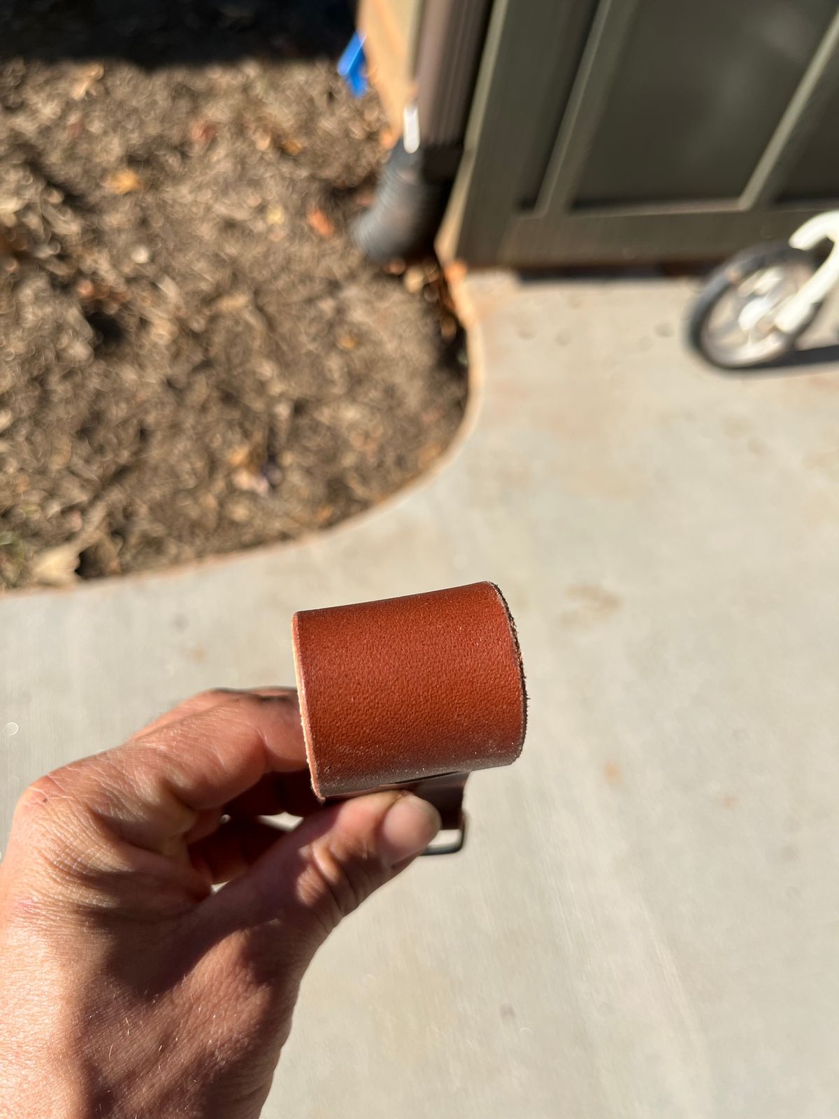 Photo by JSeppala on November 3, 2025 of the 5 Mile Mercantile Journeyman Measuring Tape Holder in USA veg Tanned Leather.