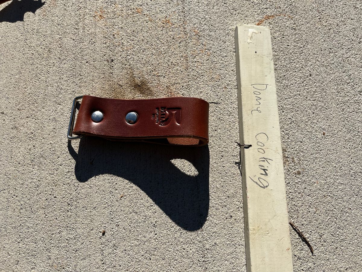 Photo by JSeppala on November 3, 2025 of the 5 Mile Mercantile Journeyman Measuring Tape Holder in USA veg Tanned Leather.