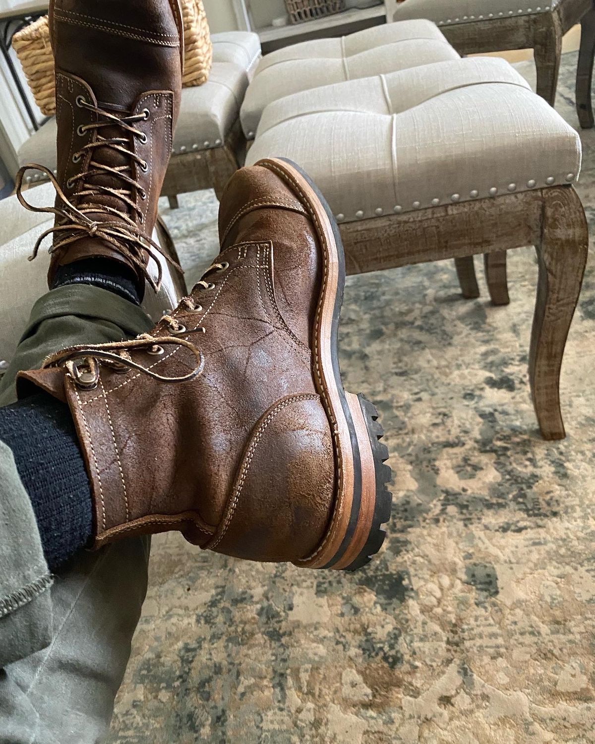 Photo by JSeppala on March 27, 2023 of the Truman Service Boot in C.F. Stead Snuff Rambler.