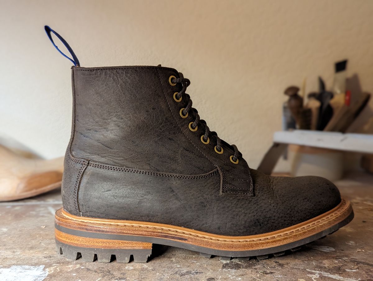 Photo by b_spoke_ on October 1, 2023 of the Tricker's Ripon Derby Field Boot in C.F. Stead Flint Kudu.