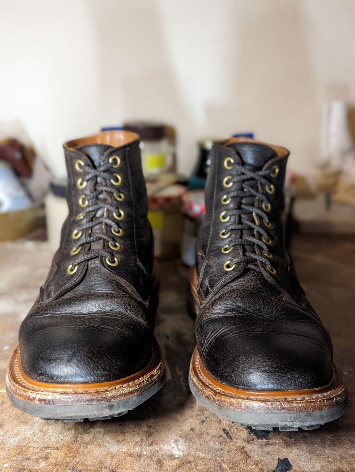 Photo by b_spoke_ on January 4, 2024 of the Tricker's Ripon Derby Field Boot in C.F. Stead Flint Kudu.