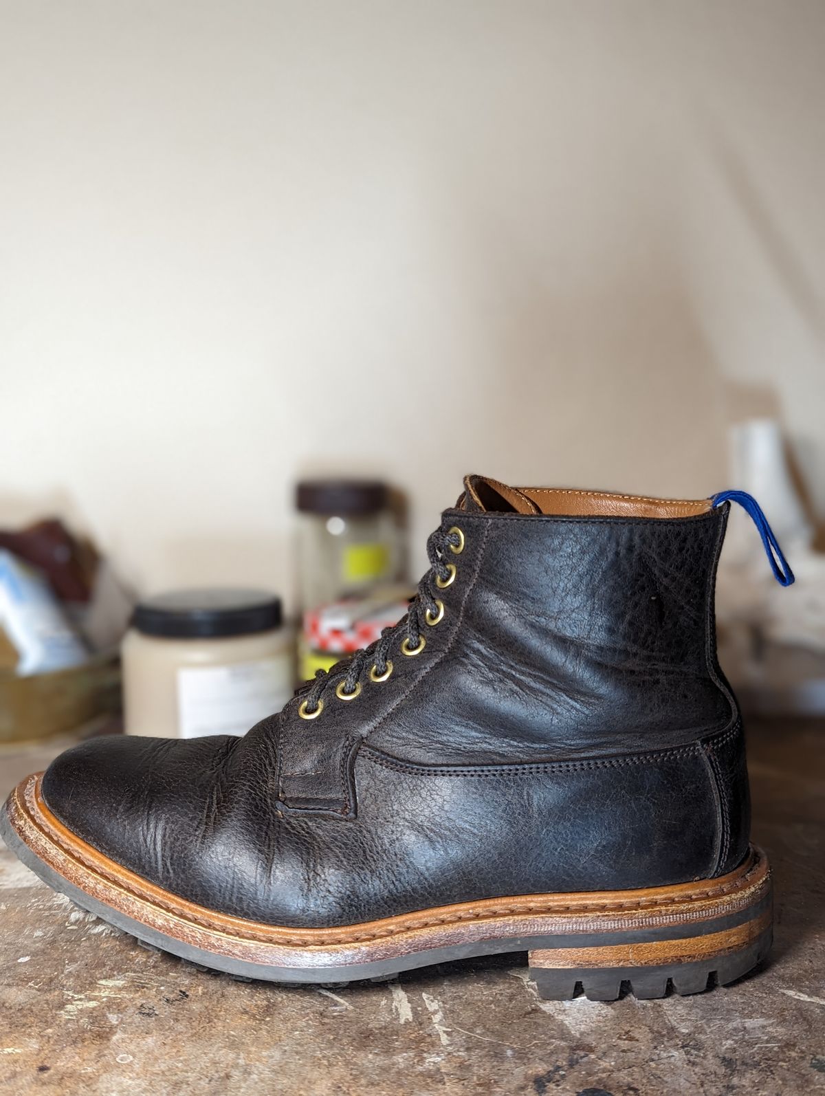 Photo by b_spoke_ on January 4, 2024 of the Tricker's Ripon Derby Field Boot in C.F. Stead Flint Kudu.
