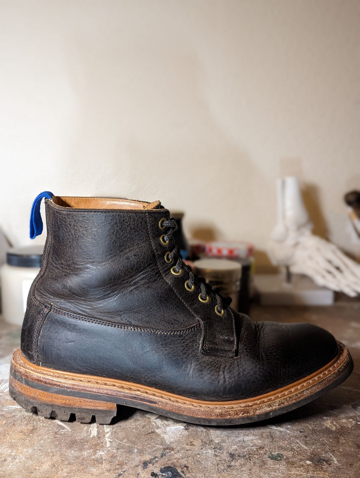Photo by b_spoke_ on January 4, 2024 of the Tricker's Ripon Derby Field Boot in C.F. Stead Flint Kudu.