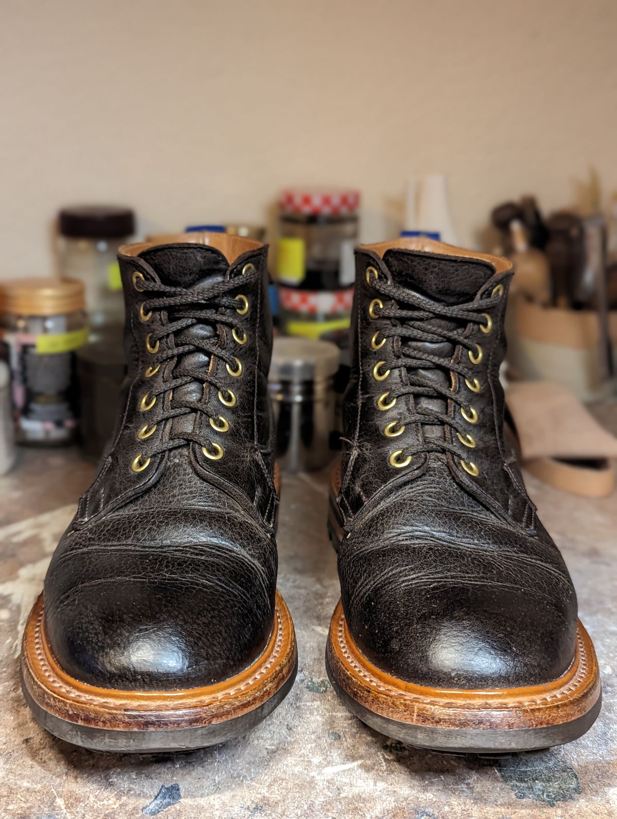 Photo by b_spoke_ on February 2, 2024 of the Tricker's Ripon Derby Field Boot in C.F. Stead Flint Kudu.