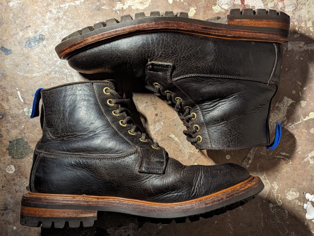 Photo by b_spoke_ on March 5, 2024 of the Tricker's Ripon Derby Field Boot in C.F. Stead Flint Kudu.