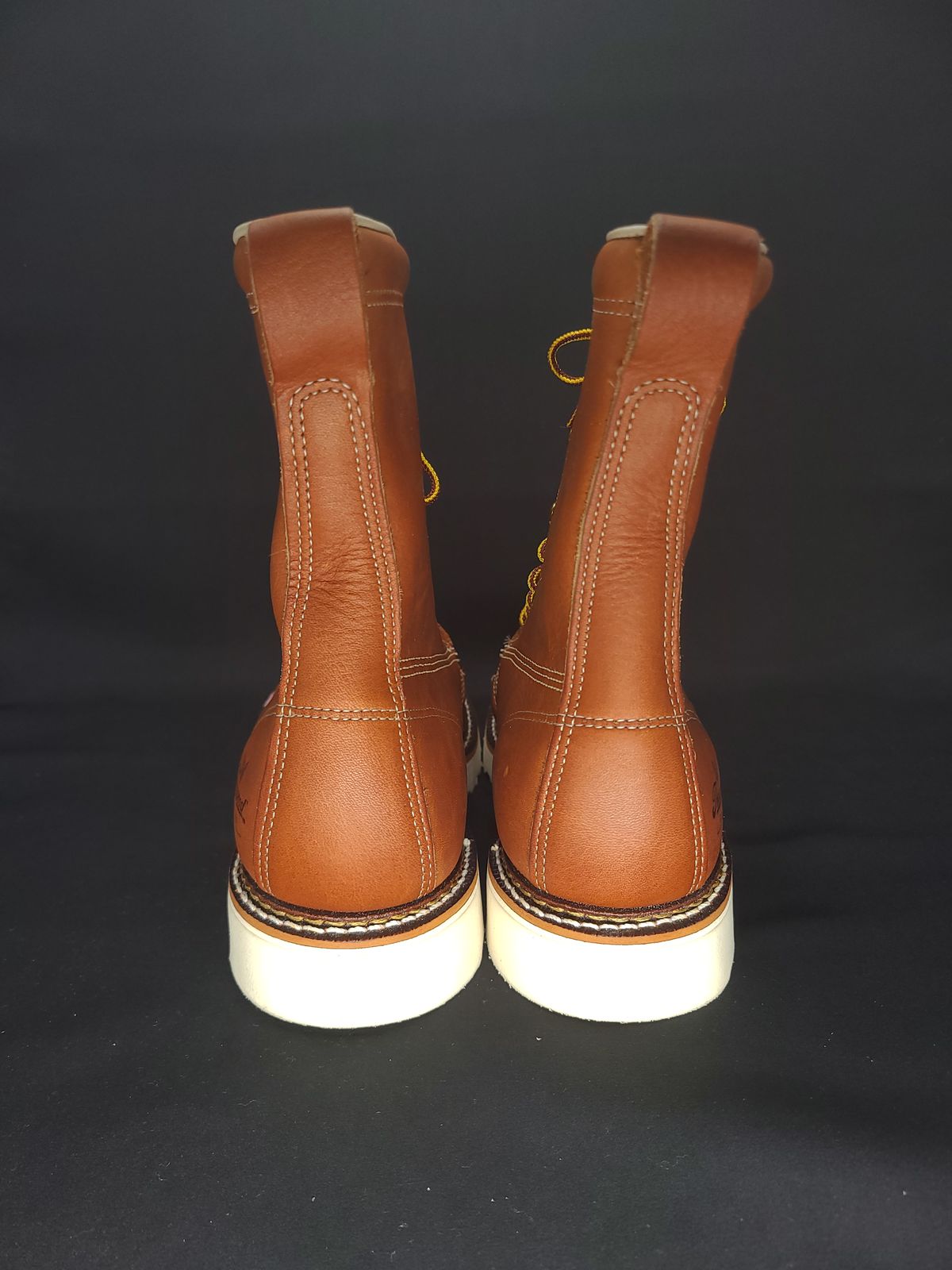 Photo by TheWorkingBastard on October 1, 2022 of the Thorogood 8" Plain Toe in Tobacco Gladiator Oil-Tanned.