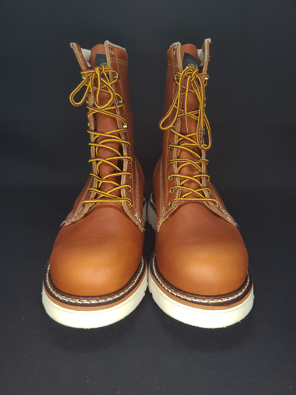 Photo by TheWorkingBastard on October 1, 2022 of the Thorogood 8" Plain Toe in Tobacco Gladiator Oil-Tanned.