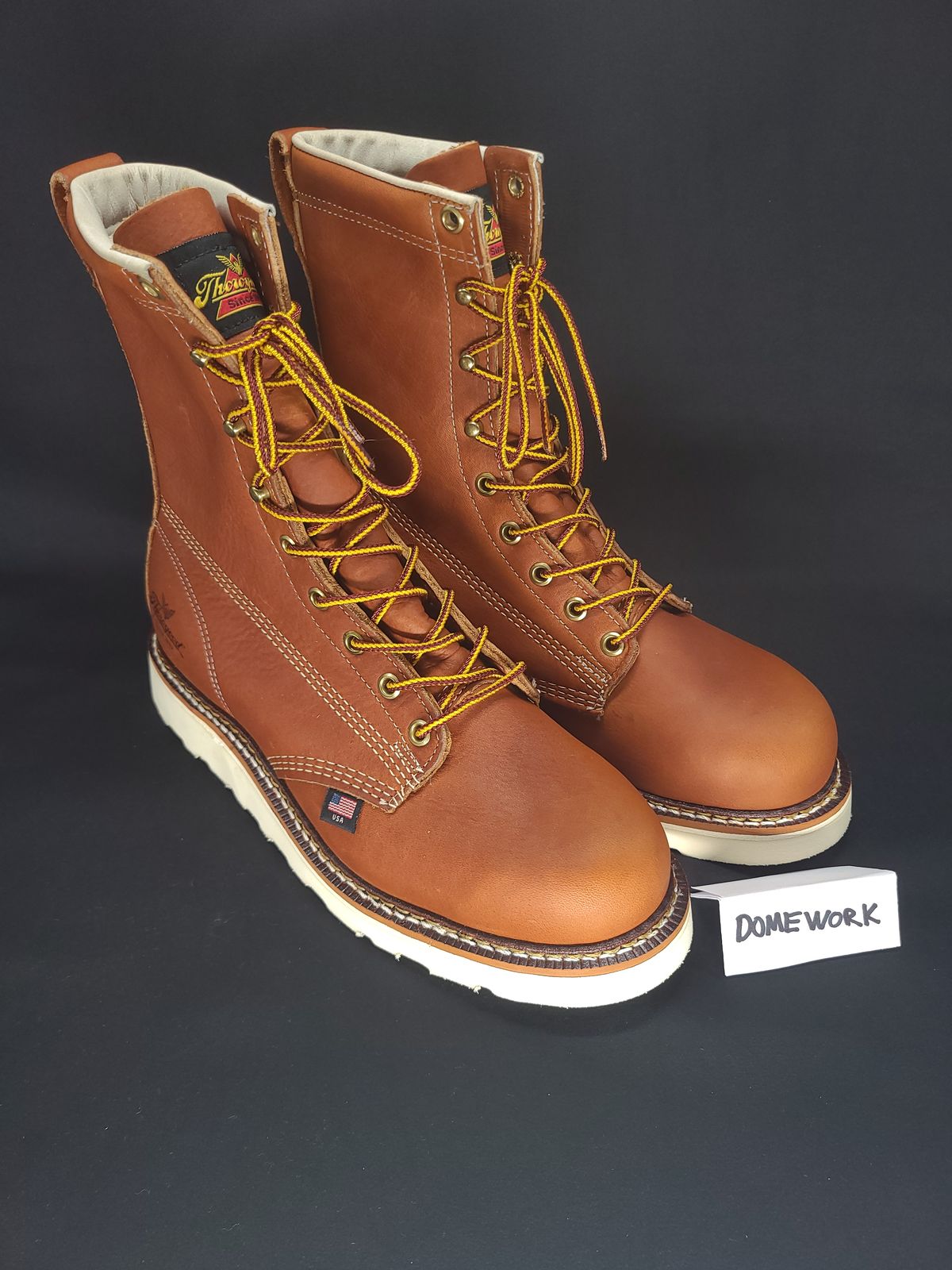 Photo by TheWorkingBastard on October 1, 2022 of the Thorogood 8" Plain Toe in Tobacco Gladiator Oil-Tanned.