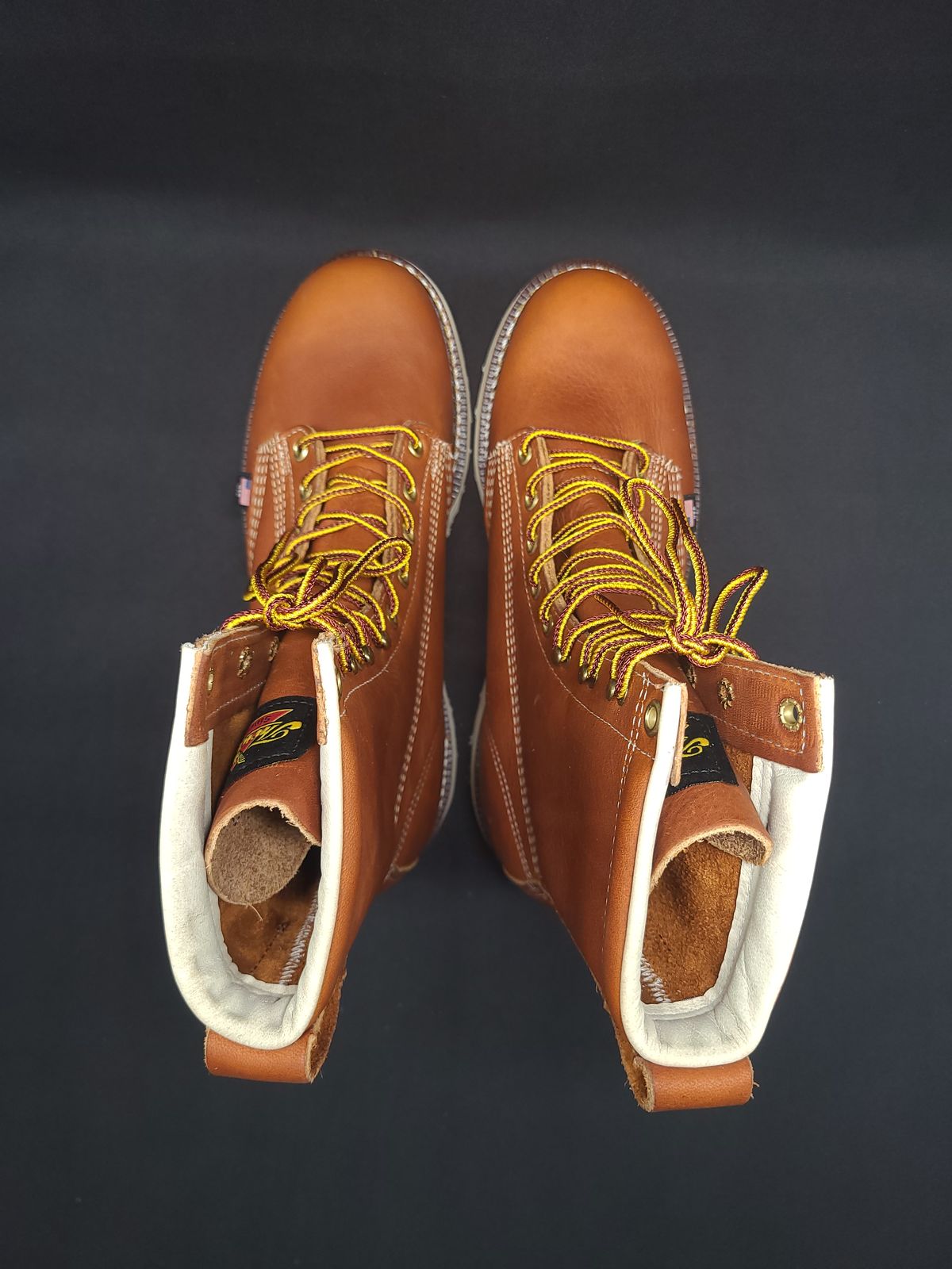 Photo by TheWorkingBastard on October 1, 2022 of the Thorogood 8" Plain Toe in Tobacco Gladiator Oil-Tanned.