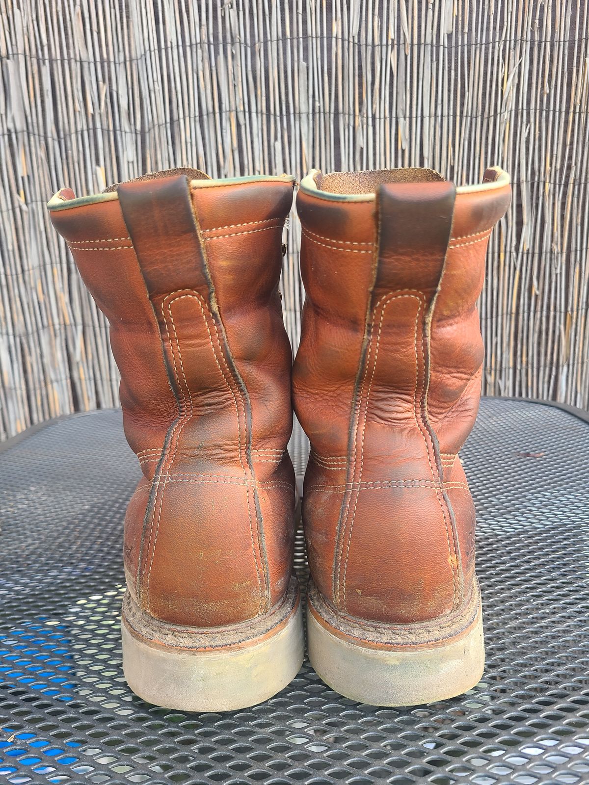 Photo by TheWorkingBastard on February 1, 2023 of the Thorogood 8" Plain Toe in Tobacco Gladiator Oil-Tanned.