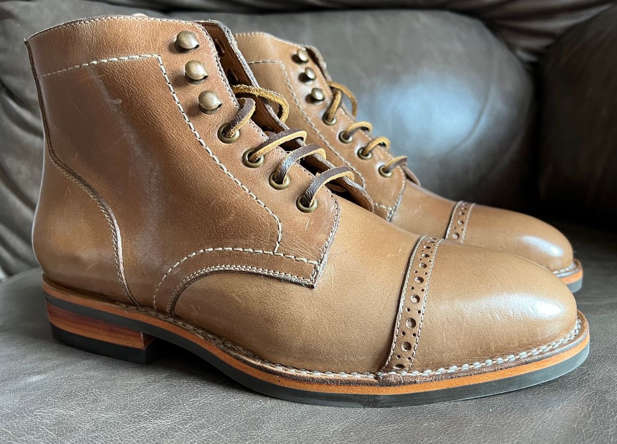 Photo by fieldlaf on September 14, 2023 of the Blkbrd Shoemaker Luchador Service Boot in Horween Natural Chromexcel.