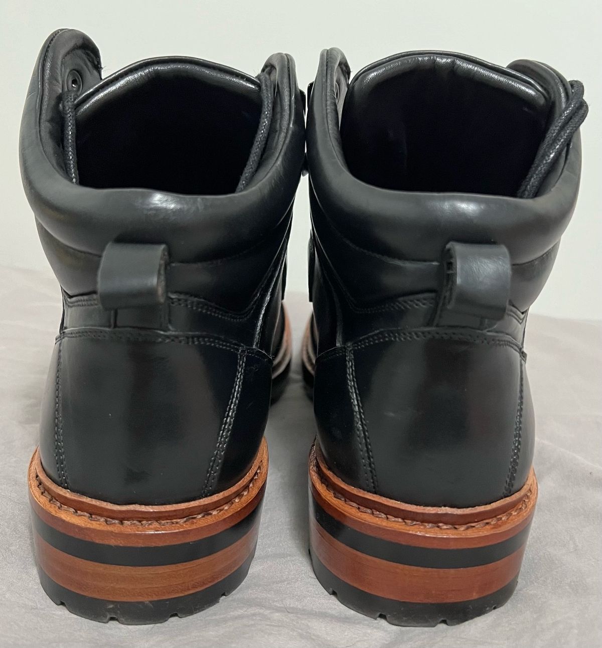 Photo by fieldlaf on October 1, 2024 of the Blkbrd Shoemaker Bulwark Trek Boot in Horween Black Chromexcel.
