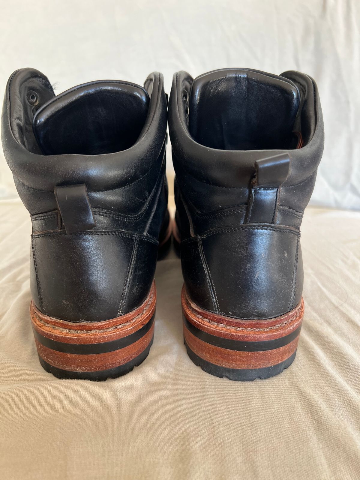 Photo by fieldlaf on December 5, 2024 of the Blkbrd Shoemaker Bulwark Trek Boot in Horween Black Chromexcel.