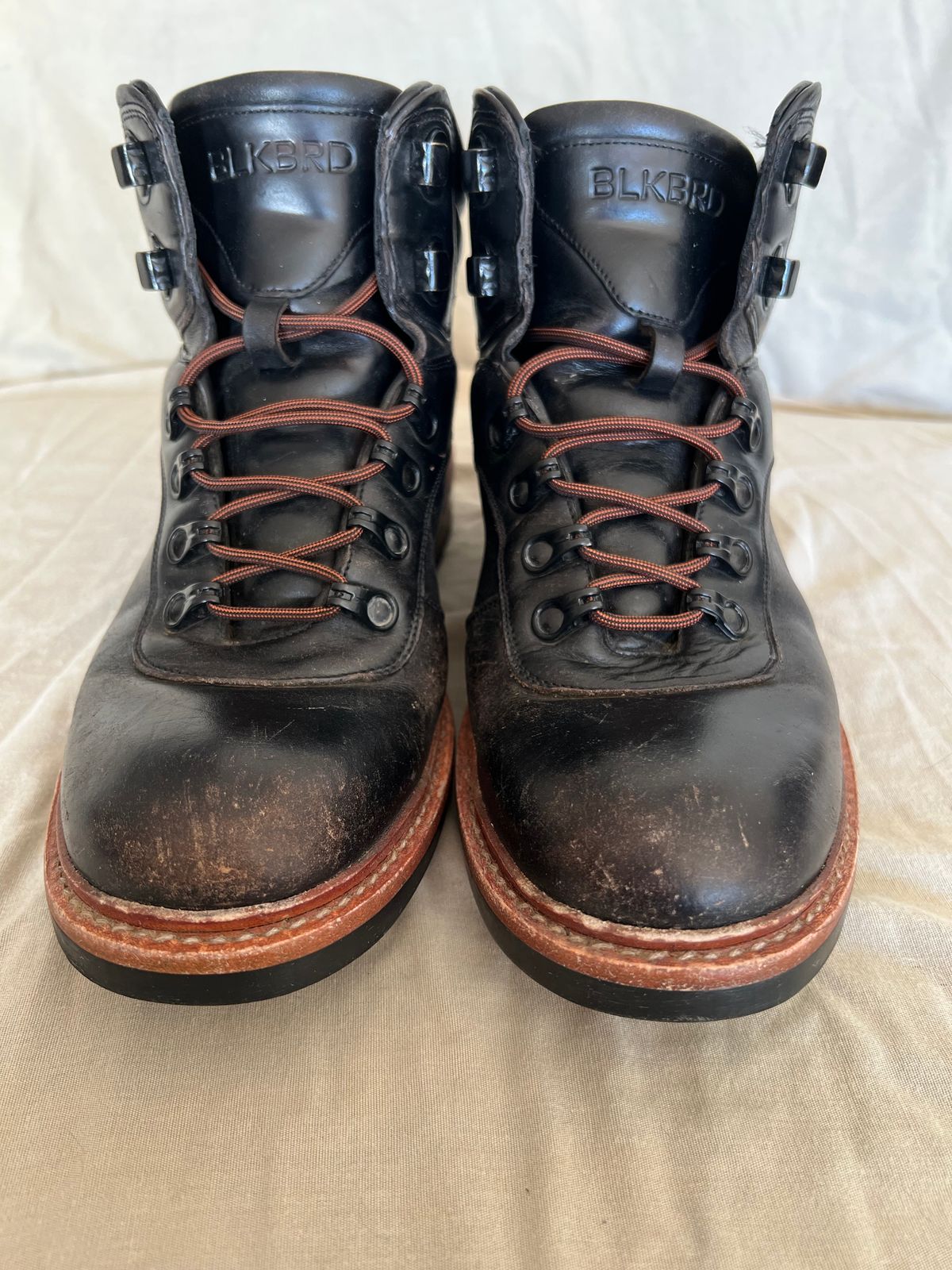 Photo by fieldlaf on December 5, 2024 of the Blkbrd Shoemaker Bulwark Trek Boot in Horween Black Chromexcel.