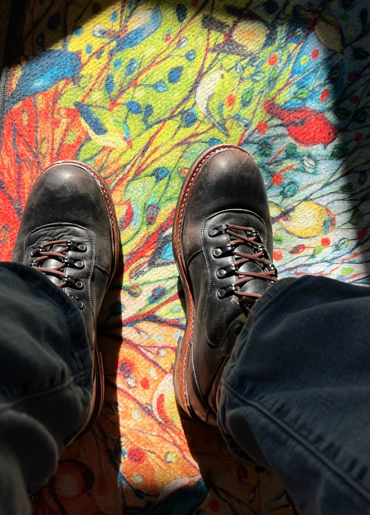 Photo by fieldlaf on January 29, 2025 of the Blkbrd Shoemaker Bulwark Trek Boot in Horween Black Chromexcel.