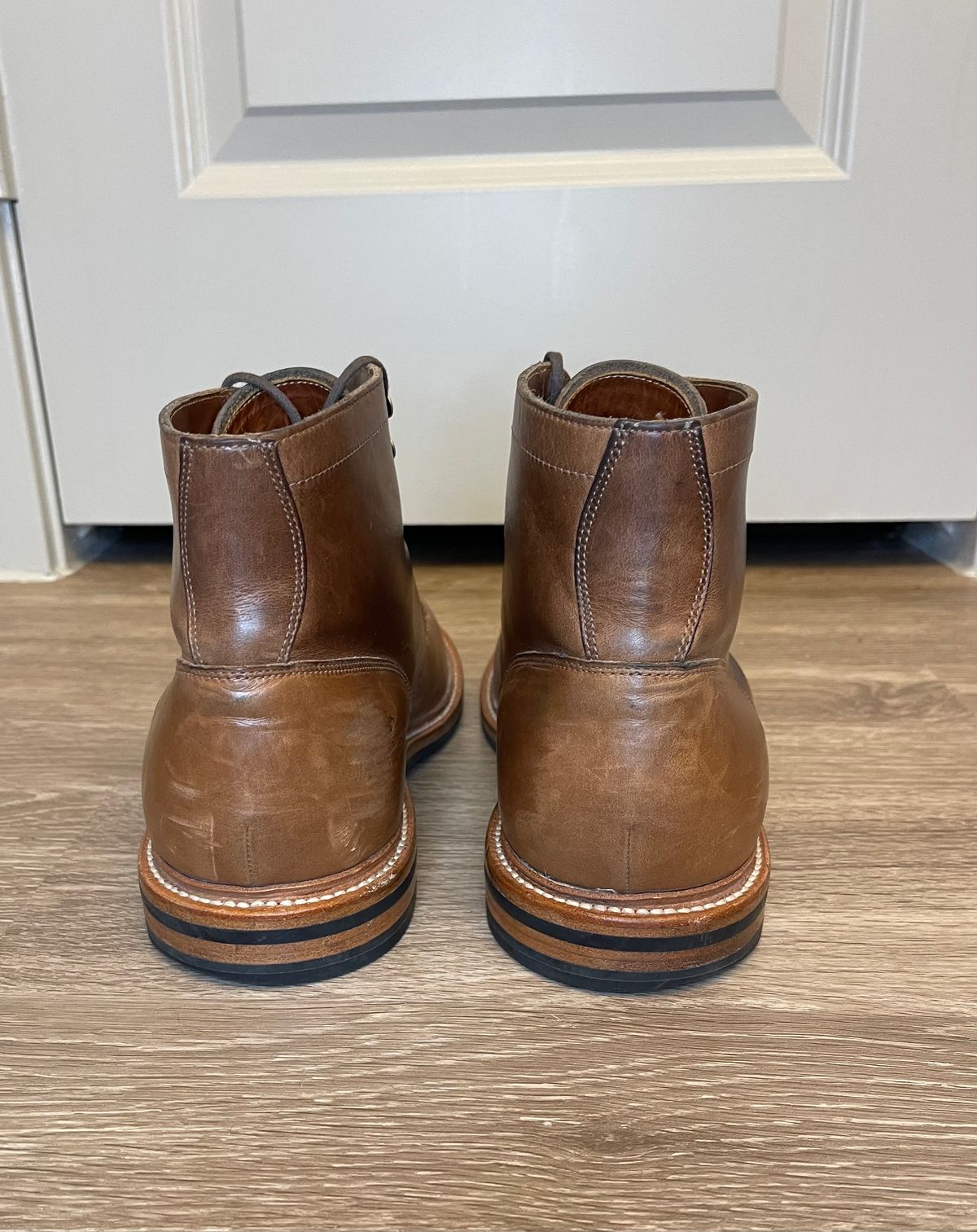 Photo by bullmoose303 on January 5, 2024 of the Grant Stone Ottawa Boot in Horween Dune Chromexcel.