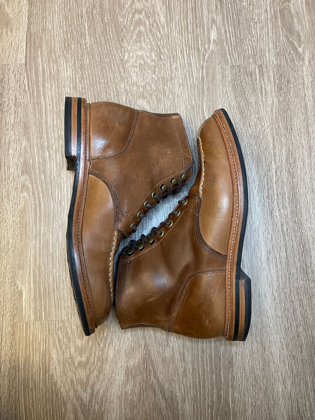 Photo by bullmoose303 on January 5, 2024 of the Grant Stone Ottawa Boot in Horween Dune Chromexcel.