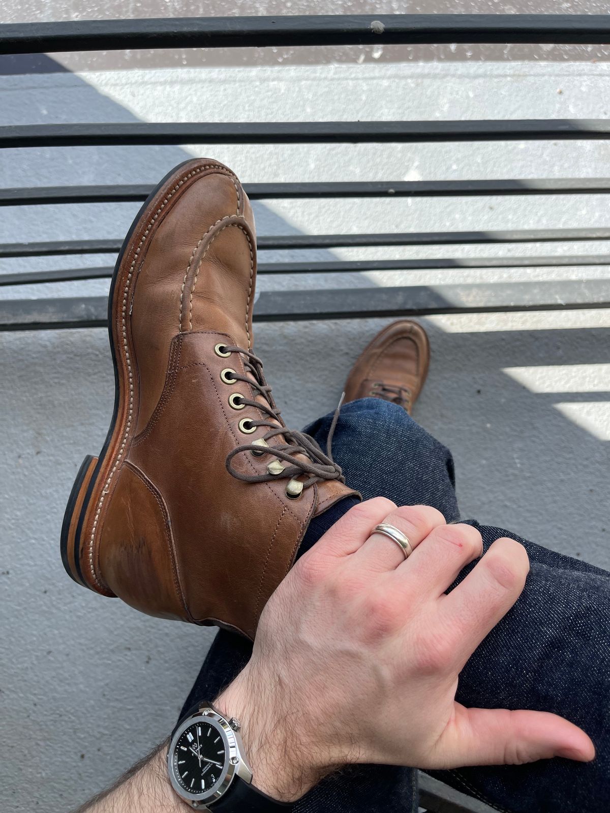 Photo by bullmoose303 on February 3, 2024 of the Grant Stone Ottawa Boot in Horween Dune Chromexcel.