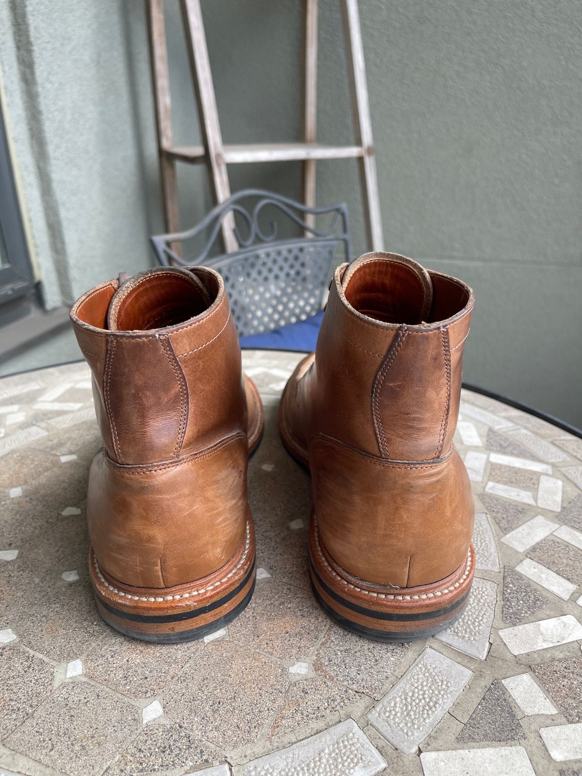 Photo by bullmoose303 on February 3, 2024 of the Grant Stone Ottawa Boot in Horween Dune Chromexcel.