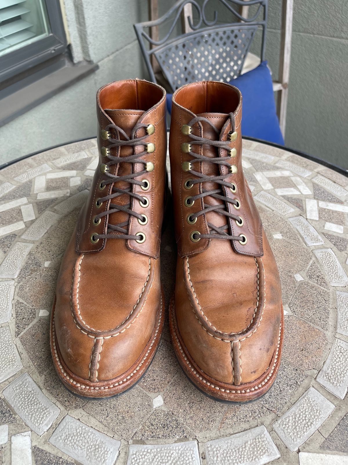 Photo by bullmoose303 on February 3, 2024 of the Grant Stone Ottawa Boot in Horween Dune Chromexcel.