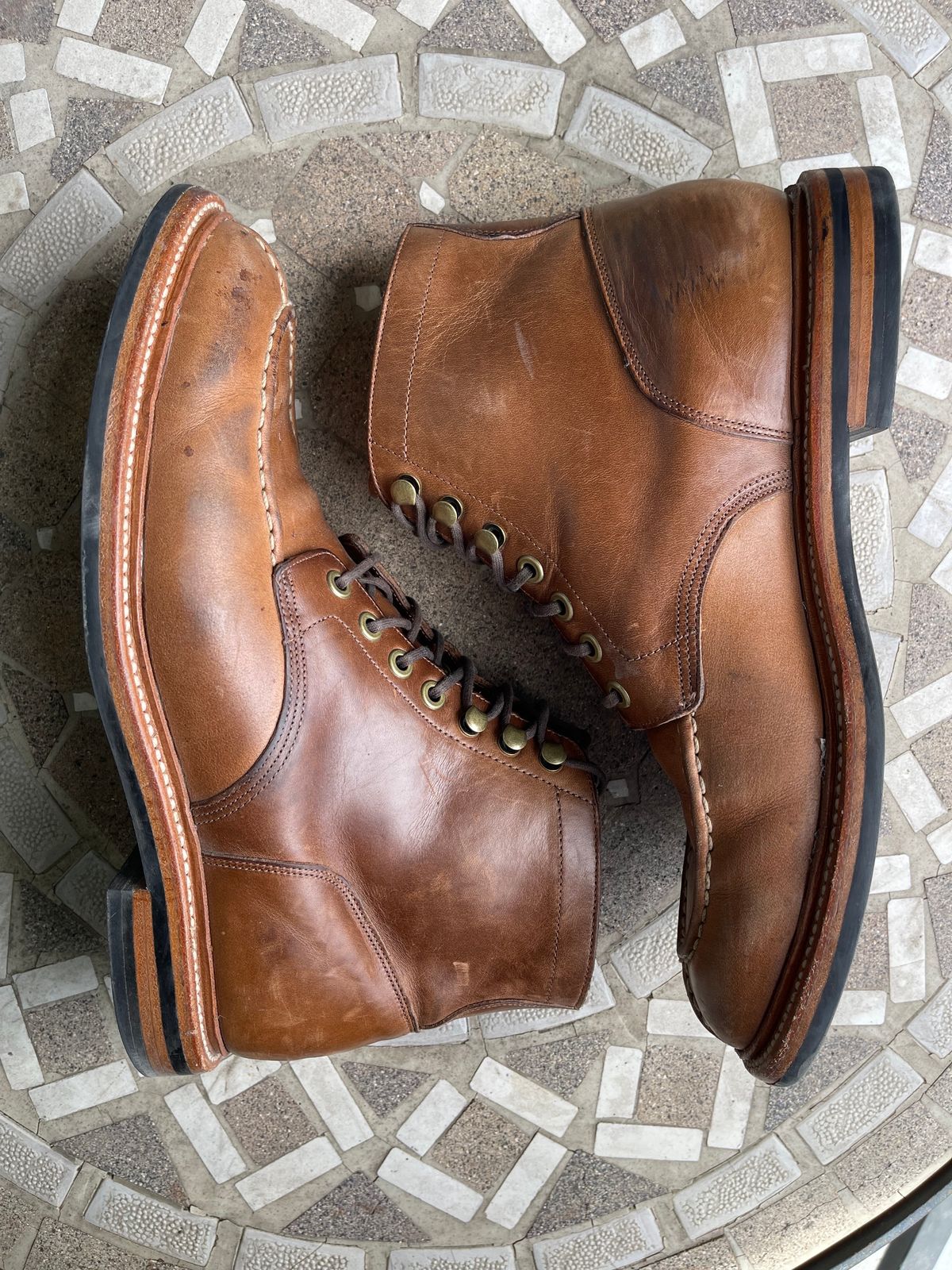 Photo by bullmoose303 on February 3, 2024 of the Grant Stone Ottawa Boot in Horween Dune Chromexcel.