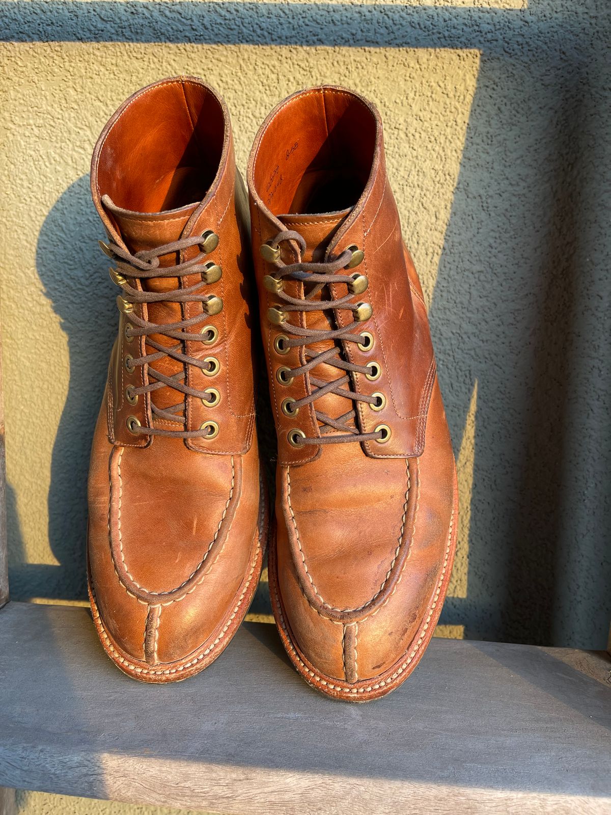 Photo by bullmoose303 on March 6, 2024 of the Grant Stone Ottawa Boot in Horween Dune Chromexcel.