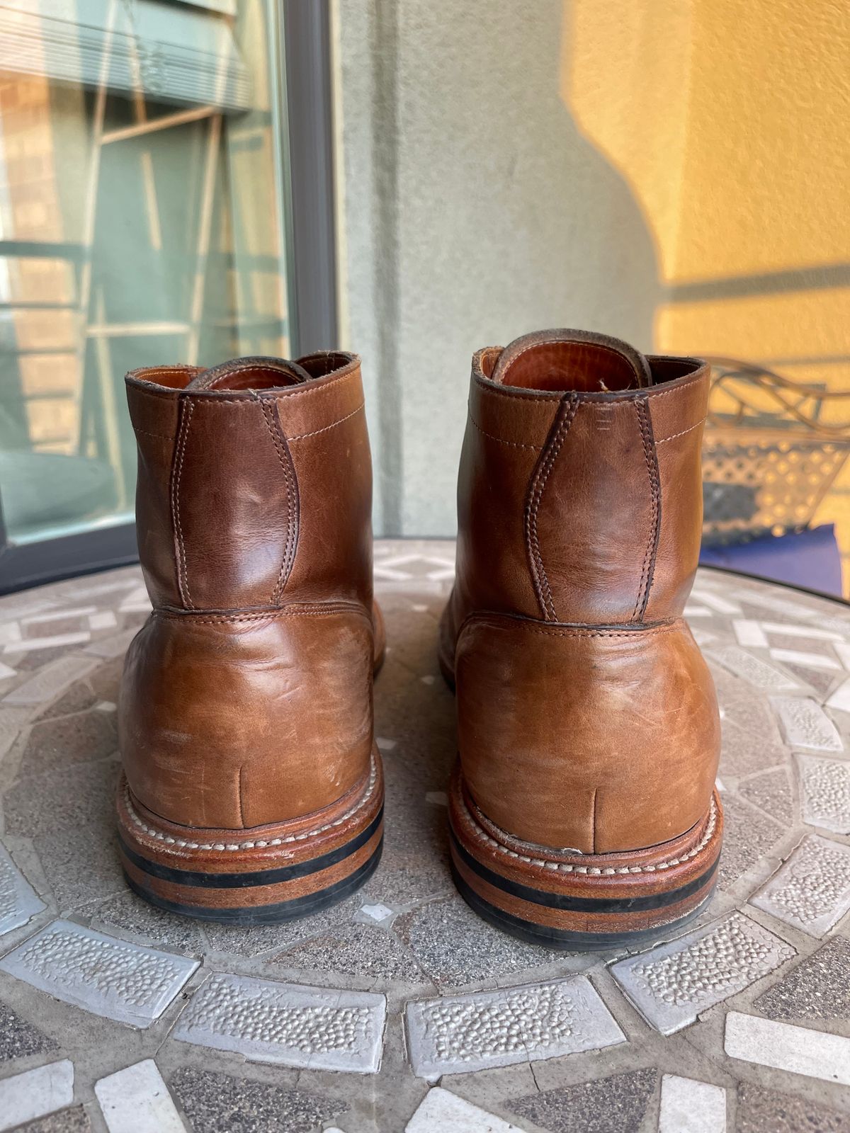 Photo by bullmoose303 on March 6, 2024 of the Grant Stone Ottawa Boot in Horween Dune Chromexcel.