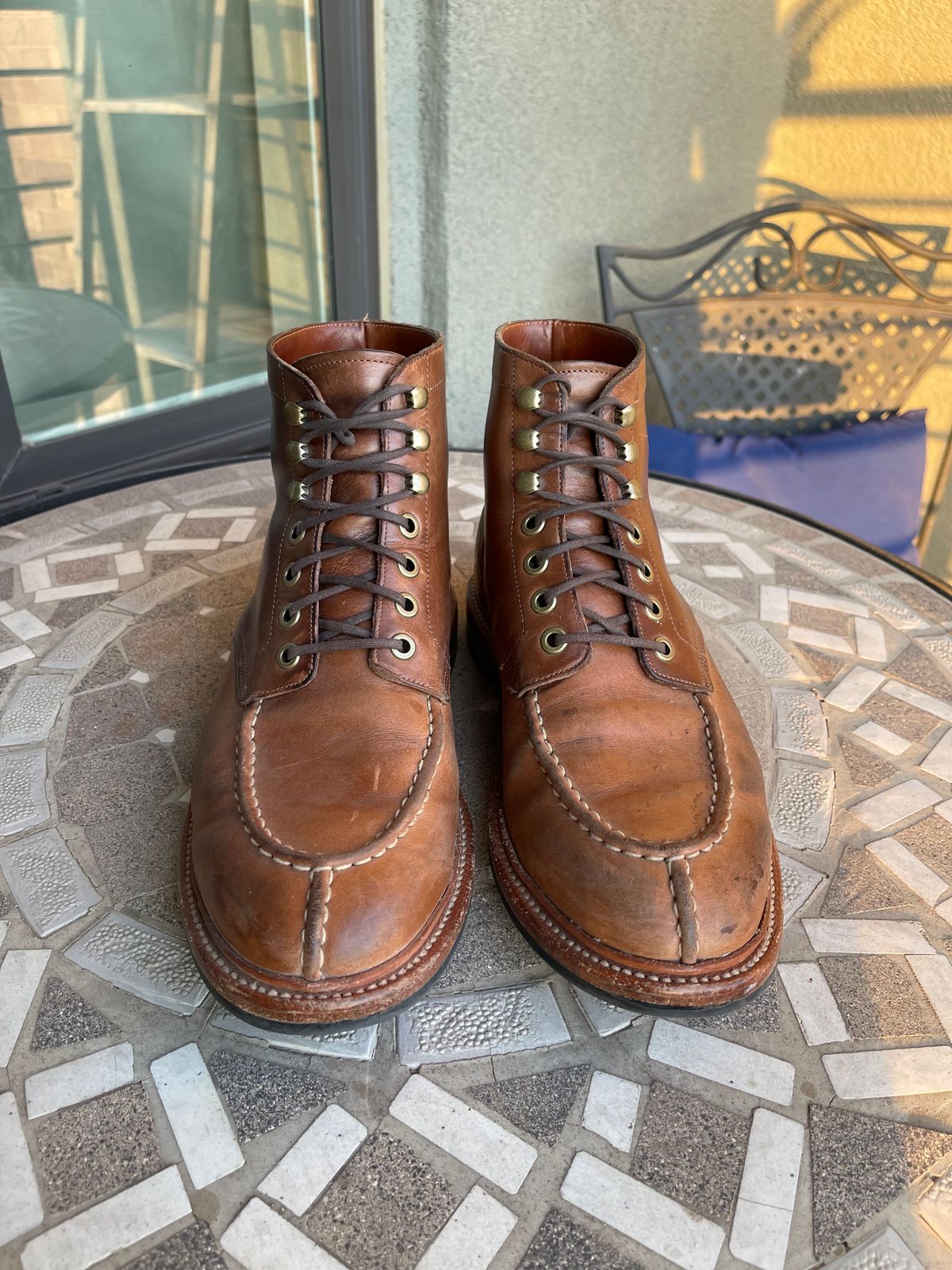 Photo by bullmoose303 on March 6, 2024 of the Grant Stone Ottawa Boot in Horween Dune Chromexcel.