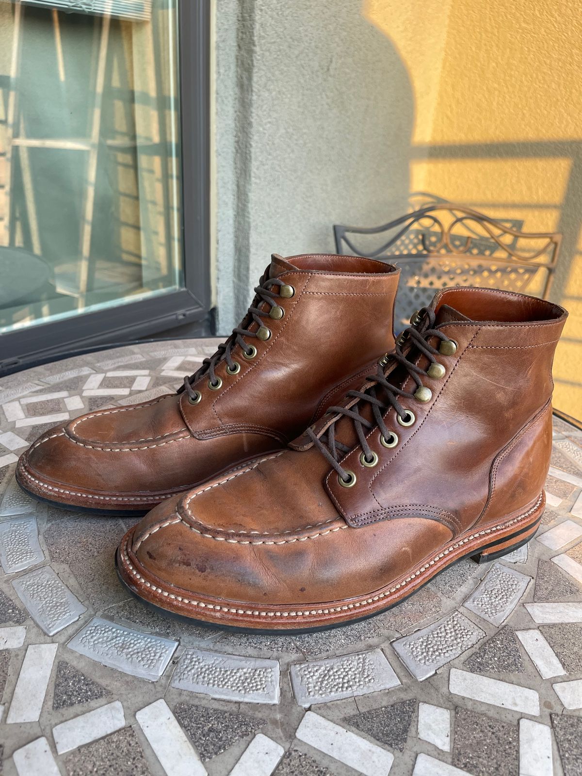 Photo by bullmoose303 on March 6, 2024 of the Grant Stone Ottawa Boot in Horween Dune Chromexcel.