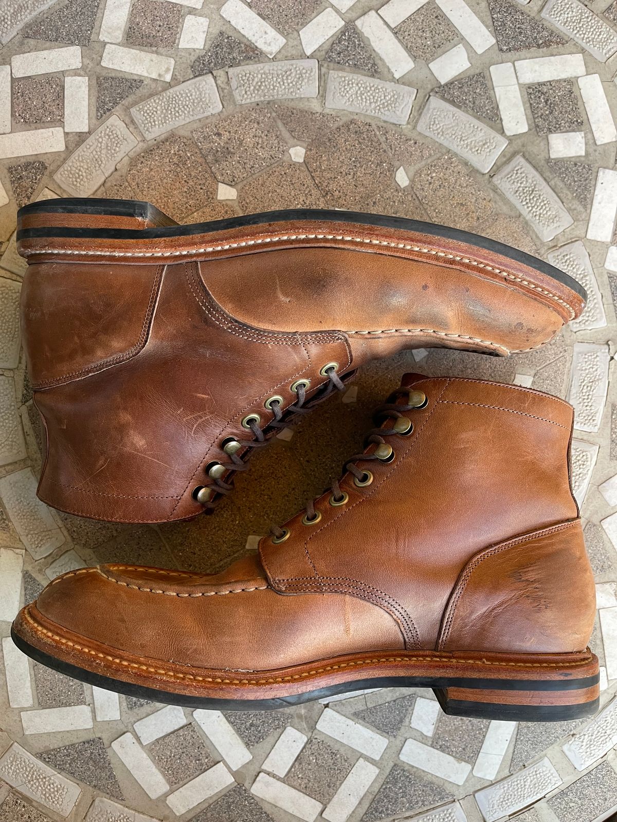 Photo by bullmoose303 on March 6, 2024 of the Grant Stone Ottawa Boot in Horween Dune Chromexcel.